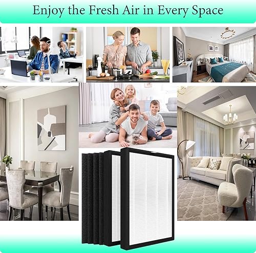 Miniatura 6 de Nyingchi Filtro de repuesto ProHEPA 9000, compatible con purificador de aire VEVA ProHEPA 9000, incluye 2 filtros HEPA verdaderos y 4 filtros de