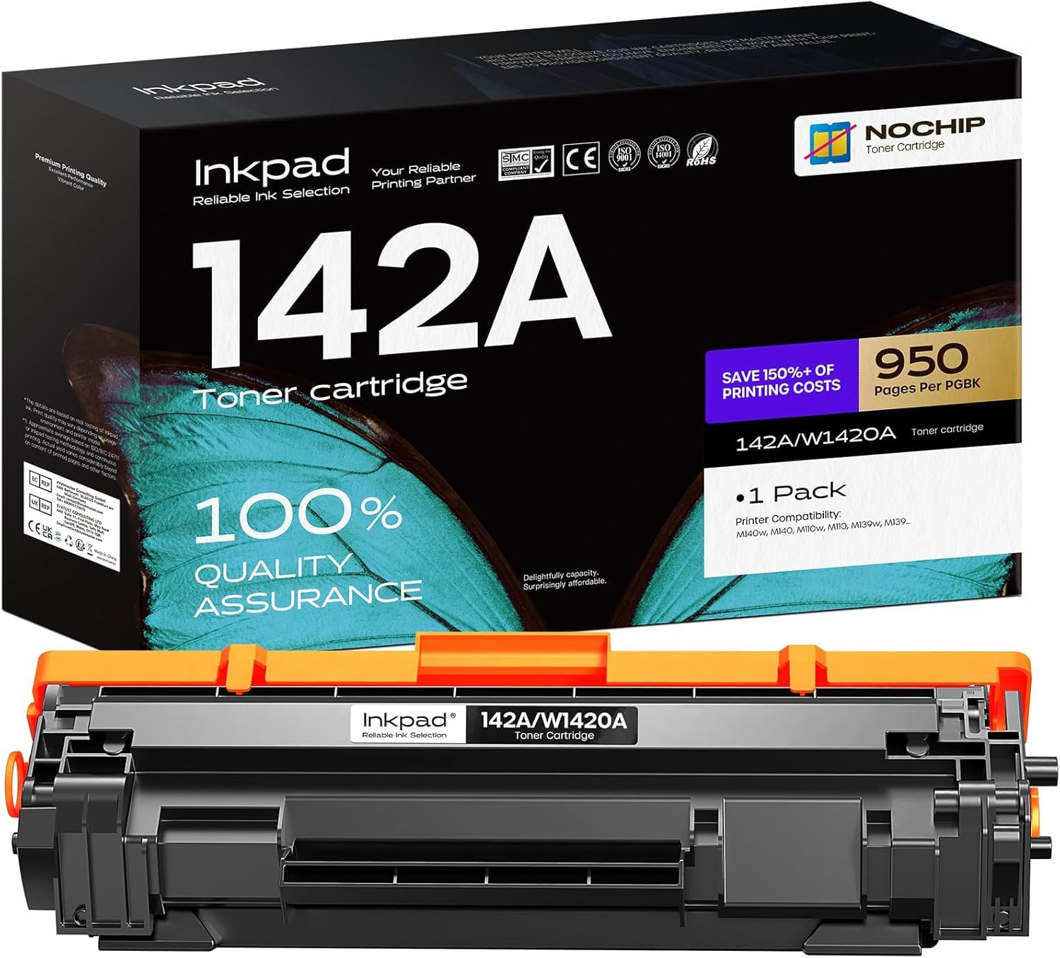 iNKPAD TN1050 TN-1050 Toner Compatible para Brother TN1050 para Brother HL-1210W DCP-1610W HL-1212W DCP-1612W HL-1110 DCP-1510 HL-1112 DCP-1512 MFC-1910W MFC-1810 Impresora (2 Negro) — view 7
