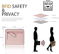 Vista 7 de Toughergun Billetera plegable de cuero genuino para mujer, pequeña y compacta, con bloqueo RFID y ventana de identificación