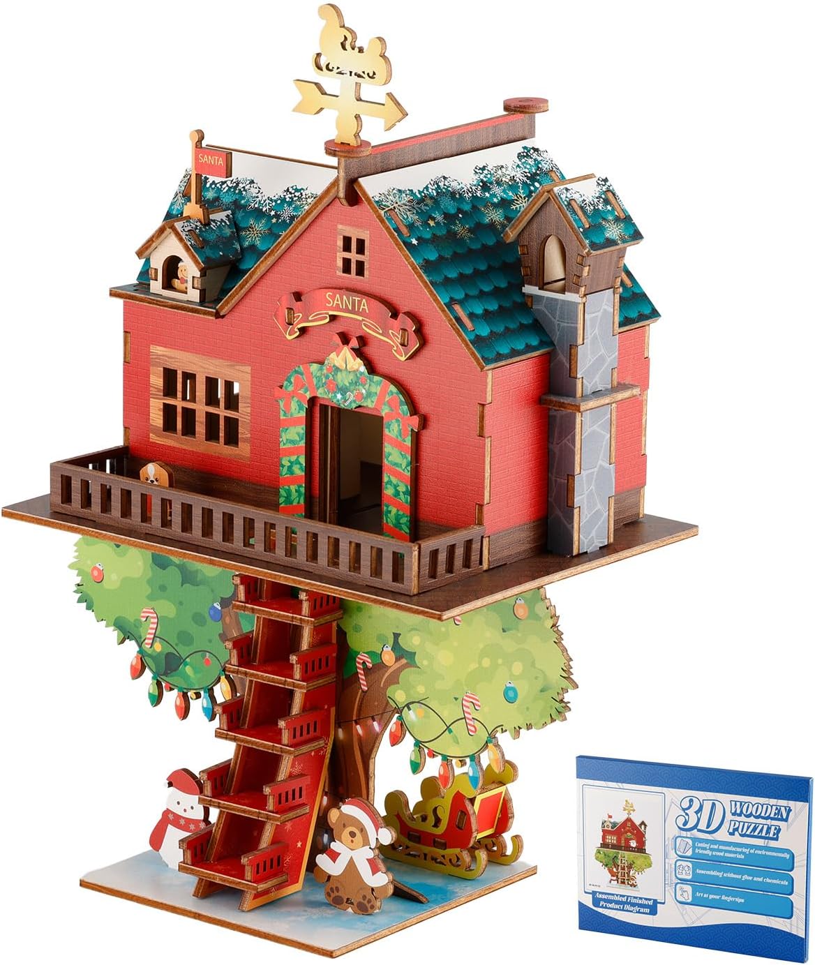 3D Puzzles for Adults Treehouse - Christmas Theme, Fun Holiday Home Decor