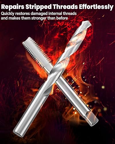 Miniatura 7 de ATPEAM Kit de reparación de roscas 131PCS con brocas HSS, grifos e insertos para agujeros de tornillo M5-M12