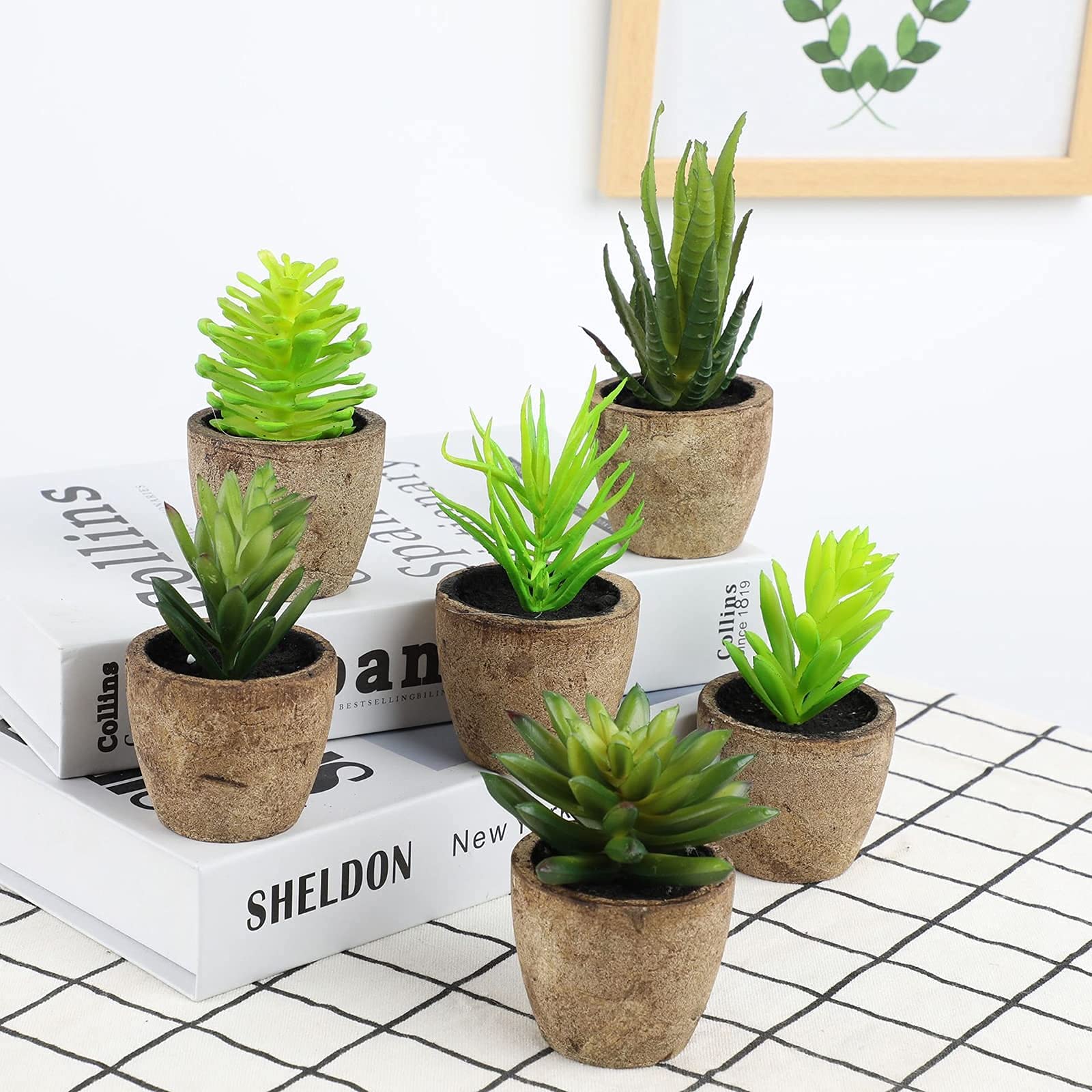Ciieeo 2 Stuks nep succulenten in pot mini plantjes kleine vetplantjes leven bulk planten kunstmatige planten decoratieve planten nep vetplant vetplanten kunstbloem