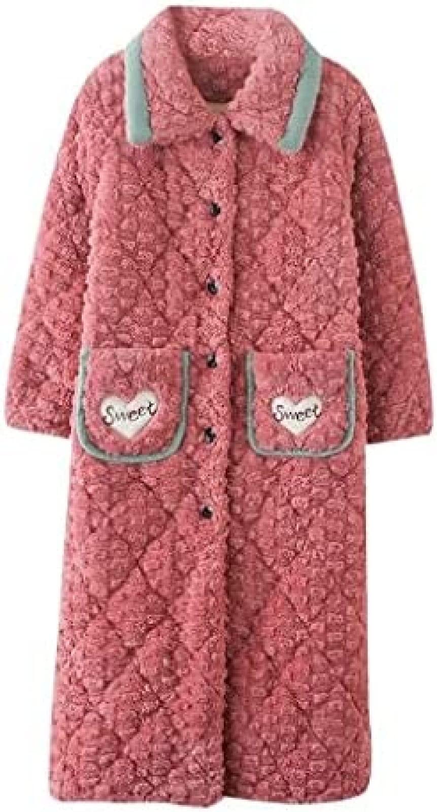 Women Coral Fleece Bathrobe Men Sleepwear Long Robe Winter Thick Warm Plush Bathrobe Nightgown Kimono A Large