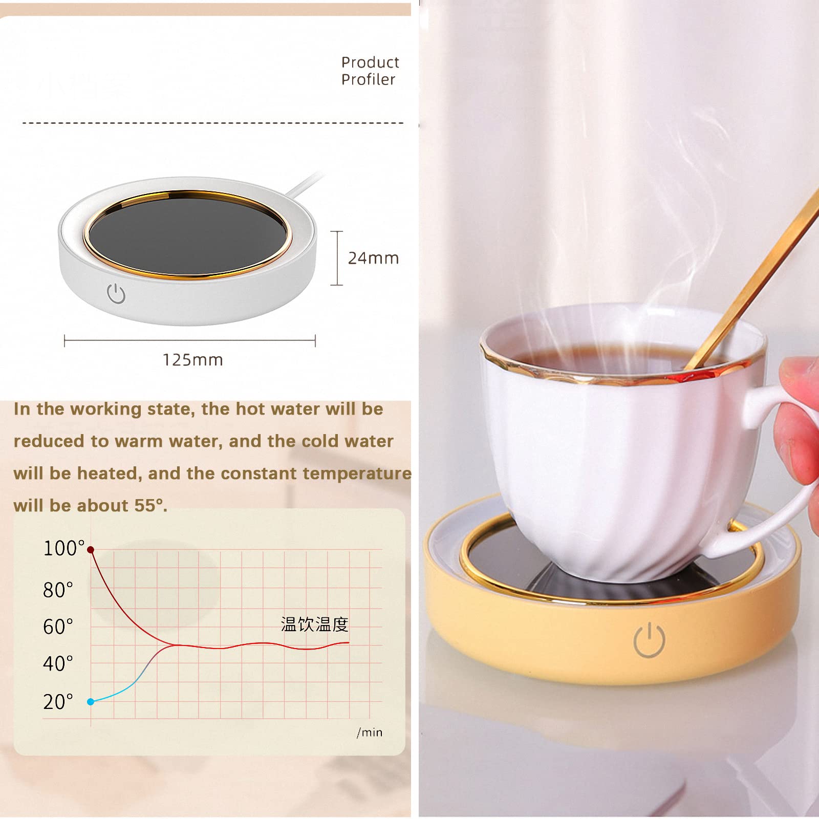 Posavasos eléctrico de café con luz Nocturna, Placa calefactora de Calentamiento rápido en Invierno, Calentador de Taza de Leche/té/Agua de Oficina, Regalo para cumpleaños