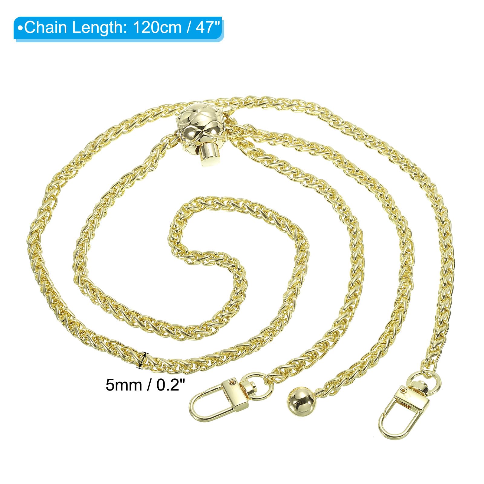 PATIKIL 47 Inch Thin Purse Chain Strap Adjustable, Metal Chain Strap Replacement Chain for Handbag Shoulder Crossbody Clutch Bags Gold - Image 2