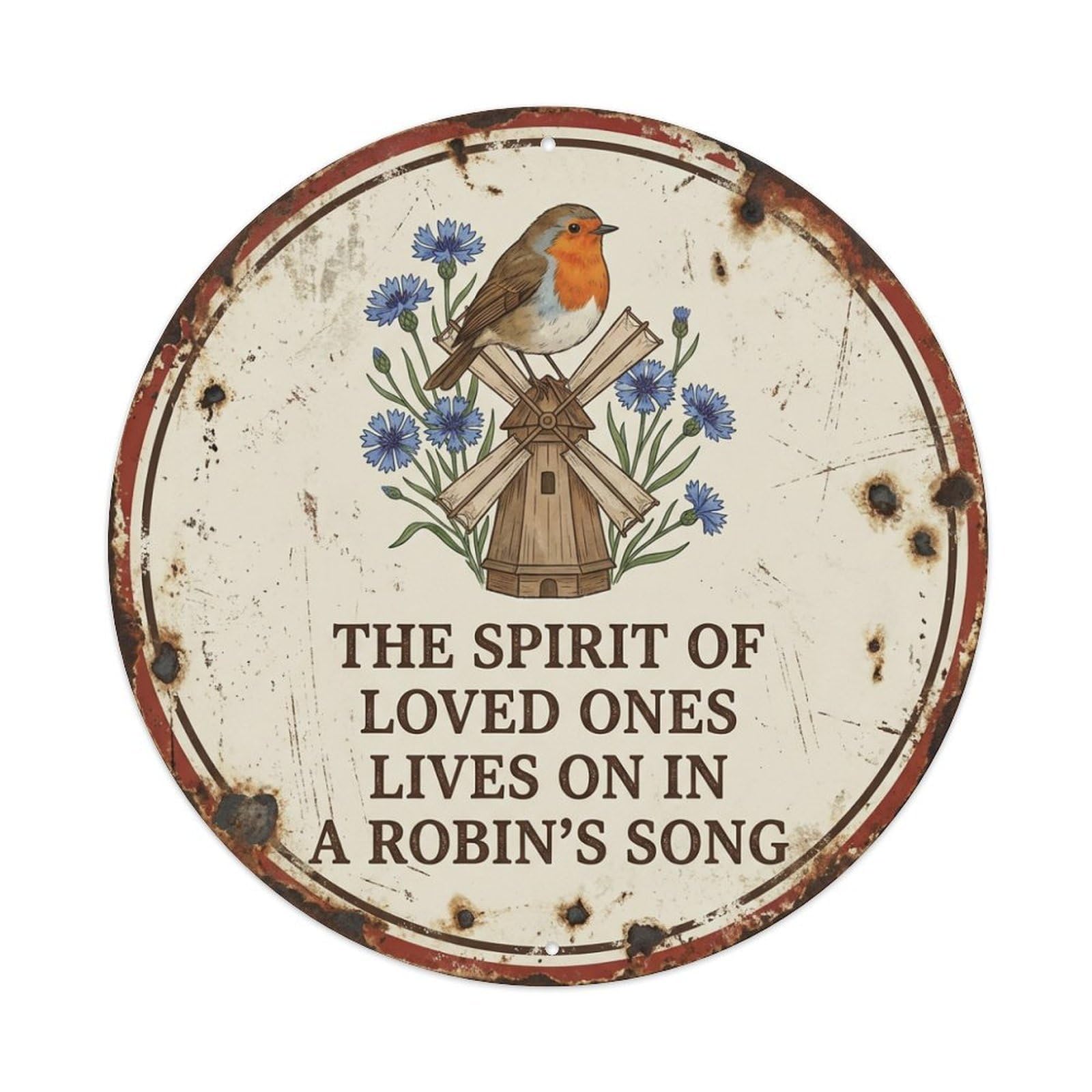 Tgrcjimh Style. Vintage Robin Bird Garden Quote Spirit Metal Tin Sign