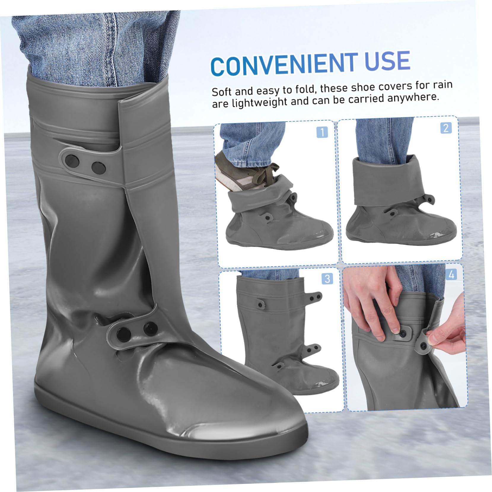 Copriscarpe Impermeabili Riutilizzabili in PVC Antiscivolo Copertura Resistente per Scarpe da Pioggia Protezione per Ciclismo Escursionismo e Moto Colore Grigio Scuro