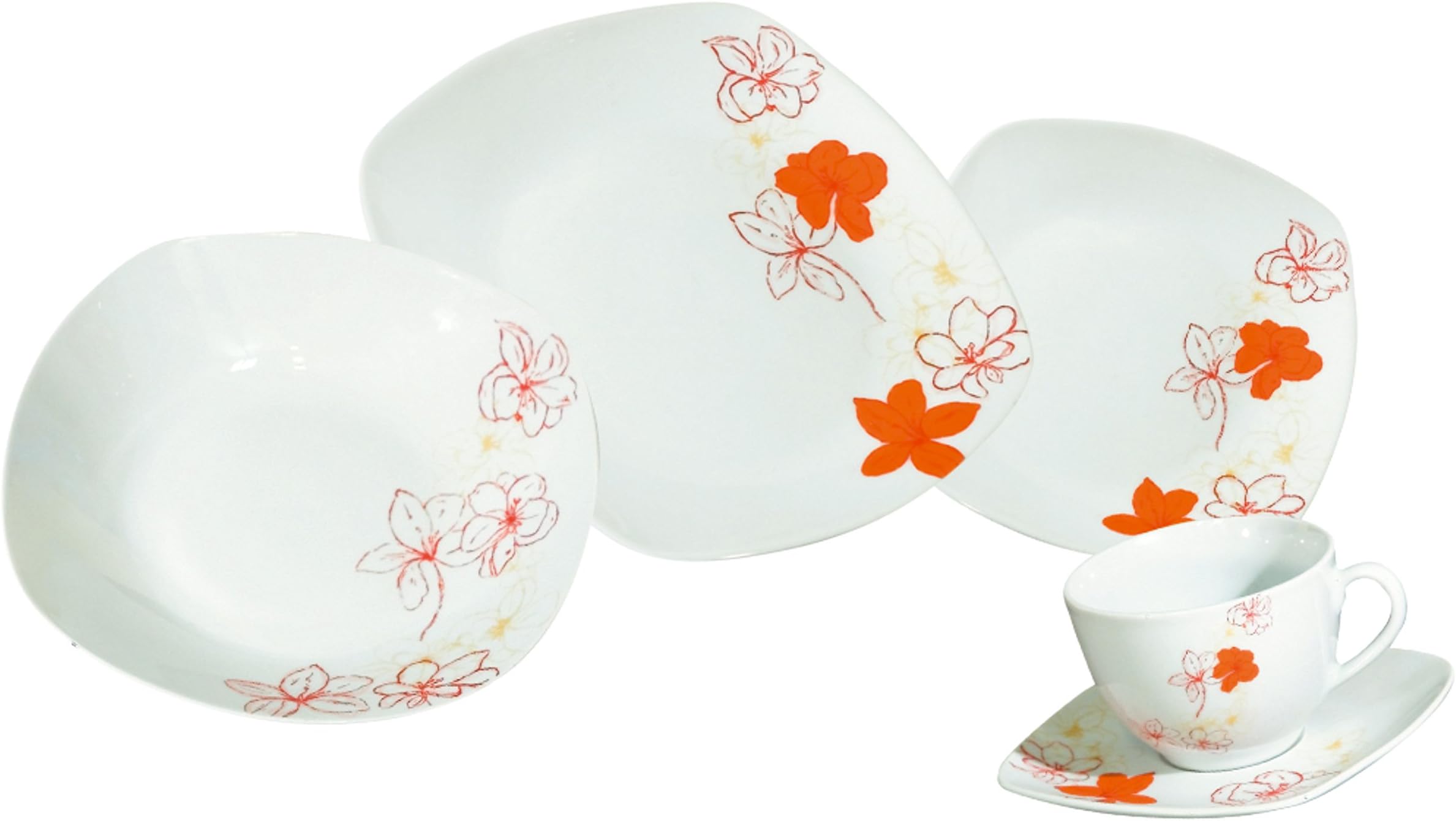 Arte Viva 30-Piece Tosca Porcelain Dinnerware Place Setting,Orange, Serving for 6