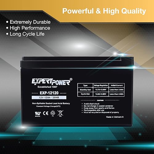 Miniatura 4 de Paquete de 3 baterías recargables ExpertPower de 12 voltios y 12 Ah  EXP12120 Tamaño 3 Pack - 12V 12 AH