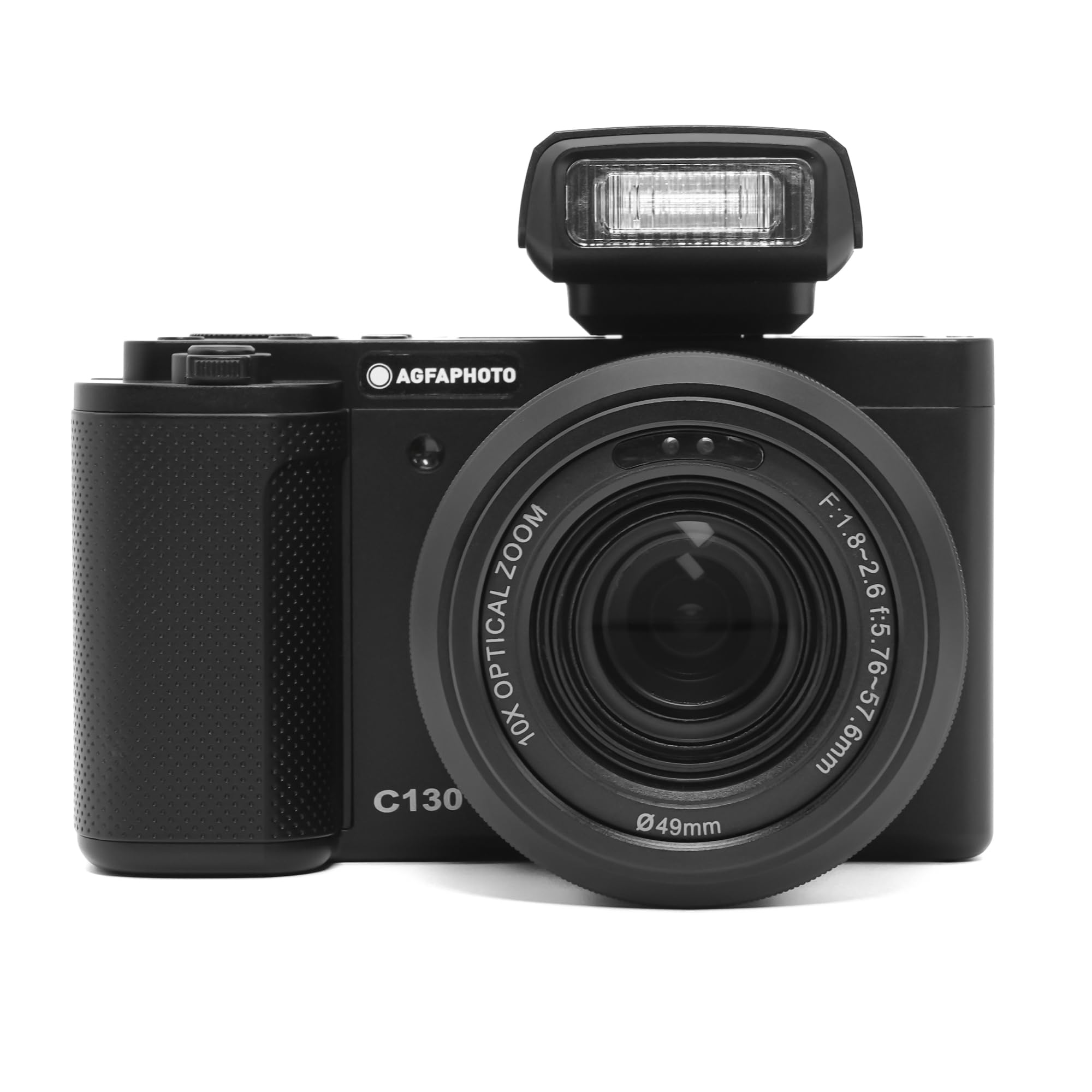 AGFAPHOTO Realishot C130 - Appareil Photo Numérique Compact, Capteur CMOS, Écran Tactile LCD 2,8", Stabilisation d'image, Autofocus, Mémoire Externe SD, Batterie Rechargeable - Noir