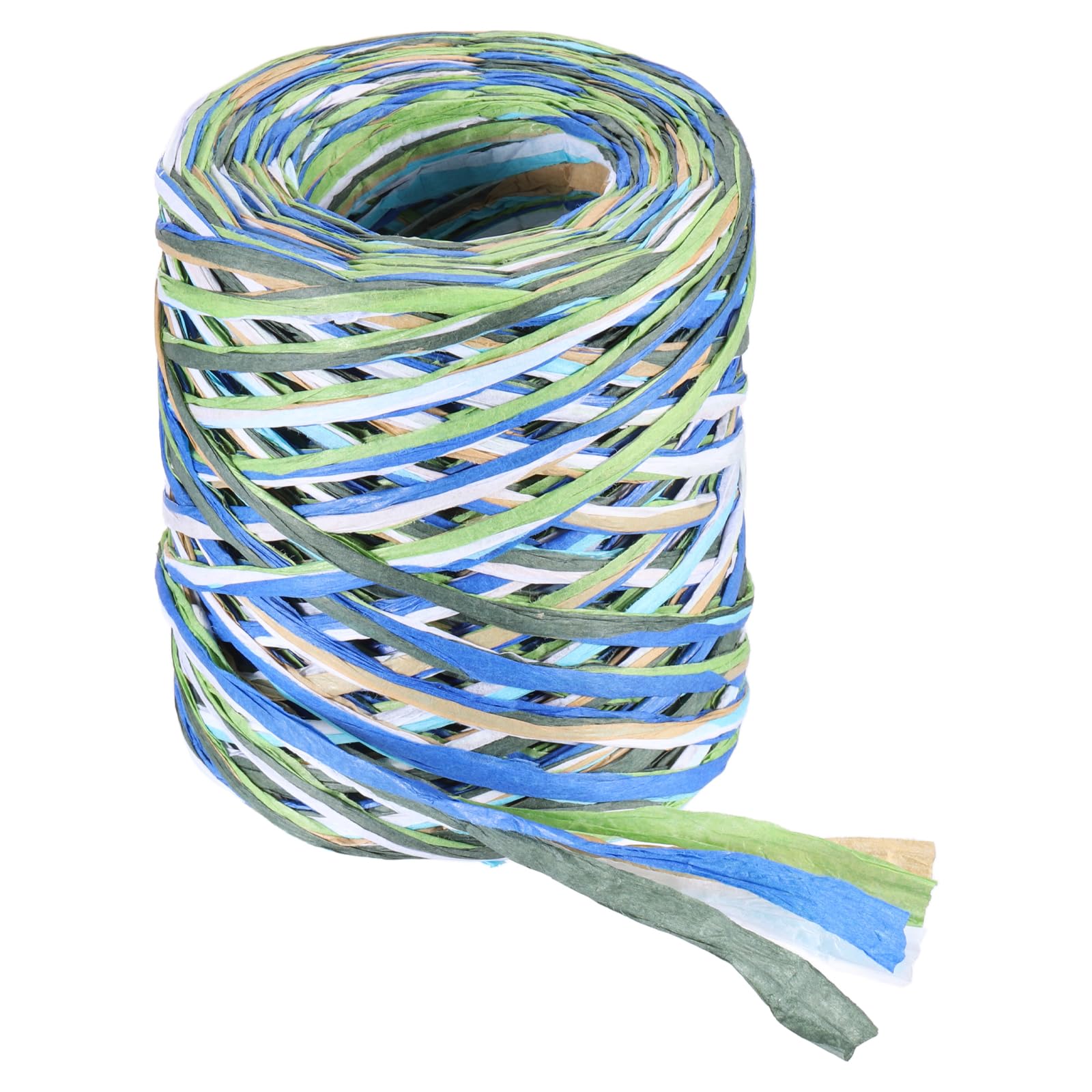sourcing map Raffia Ribbon, 131 Yard Natural Raffia Paper String 5mm Wide Packing Paper Twine Rope for Gift Wrapping DIY Crafts Decoration, Green, Blue, Brown