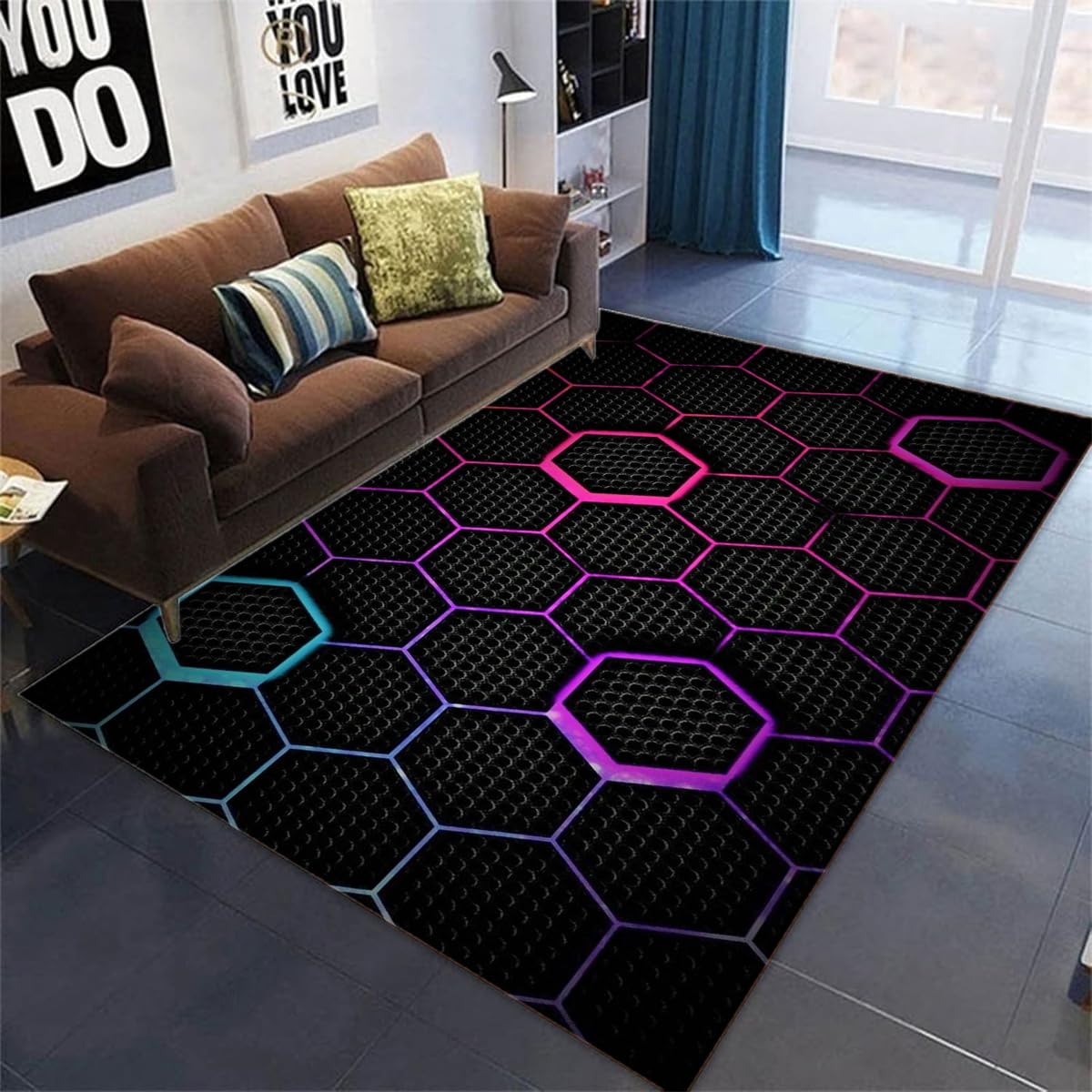Dywaniki do gier dla chłopców, dzieci, nastolatków, dekoracyjne dywany, fajne geometryczne linie, nadruk 3D, dywan do pokoju dziecięcego, antypoślizgowy dywan, flanela, salon, maty podłogowe