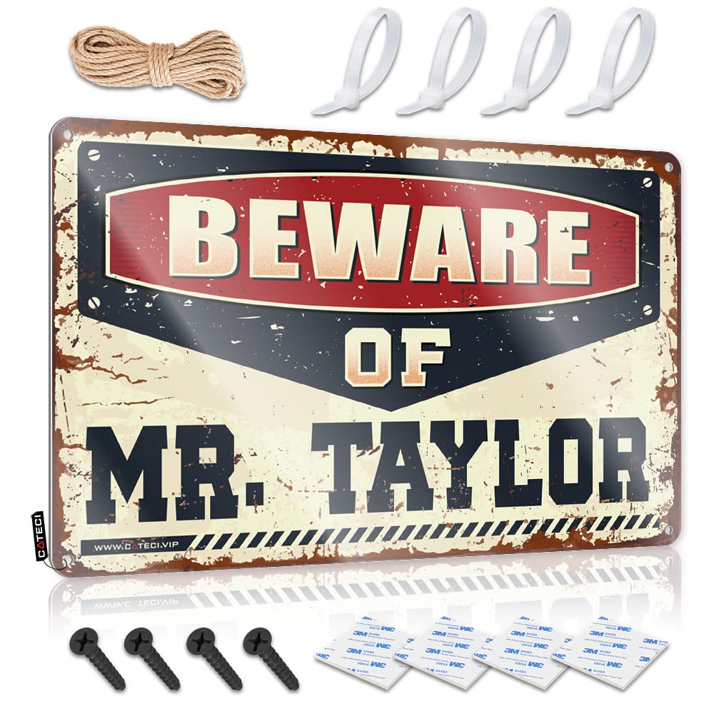 Beware Of Mr. Taylor Tinsign Interior Hanging | Western Bathroom Wall Signs Birthday Vintage Metal Wall Decor(30X40CM)