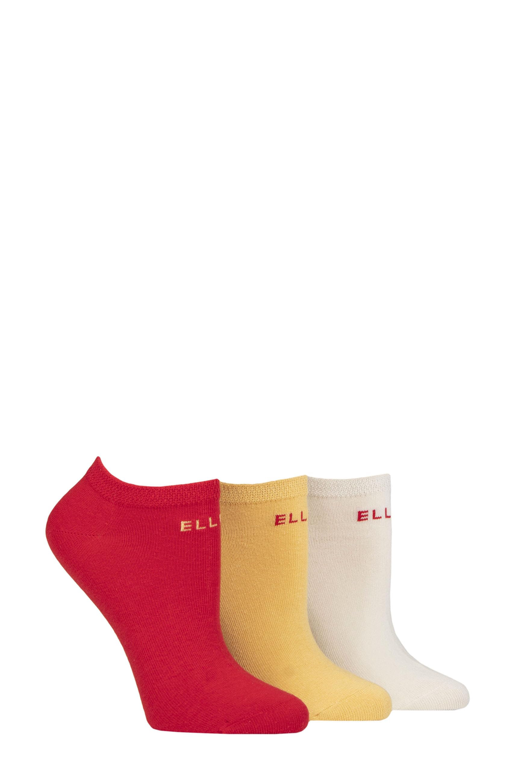 ELLE Ladies No-Show Socks - Soft Cotton in Plain, Stripe and Patterned Styles Multipack of 3 Size 4-8 (UK, Numeric, 4, 8, Regular, Regular, Parisian Rose Plain)