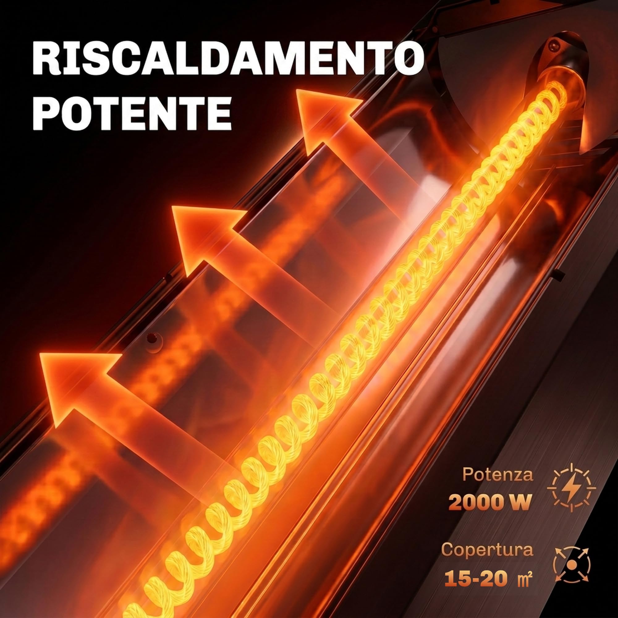 Outsunny Riscaldatore a Infrarossi da Esterno 2000W da Pavimento/Parete