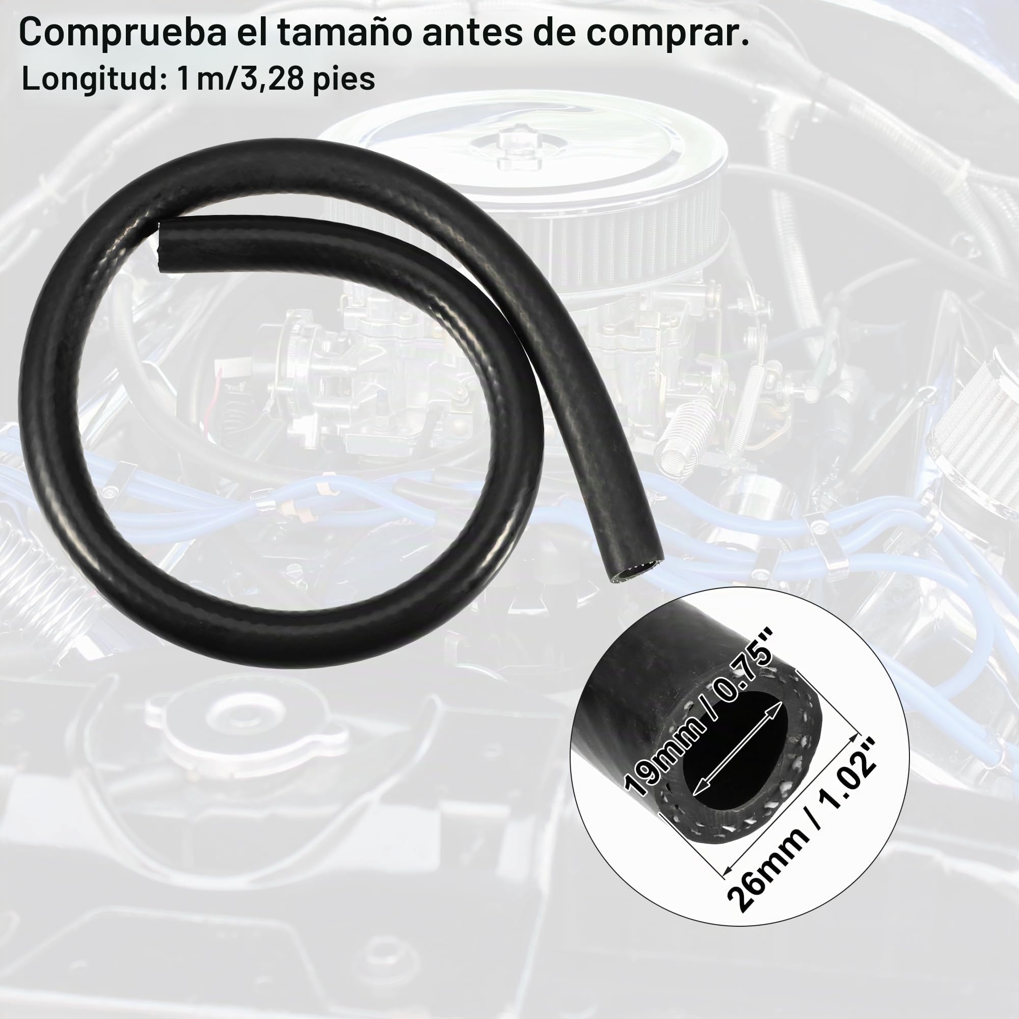 QUARKZMAN Tubo De Vacío De Silicona Negro 18Mm 1Pc Para Coche | Diámetro Interior 18Mm,Diámetro Exterior 26Mm,Longitud 1M,Para Benz,Para Audi,Para Toyota,Para Nissan,Para Mazda