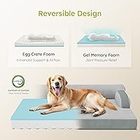 Vista 3 de Cama ortopédica XL para perro, cama extragrande para perros, camas refrescantes para mascotas de doble cara con funda lavable de espuma Marrón