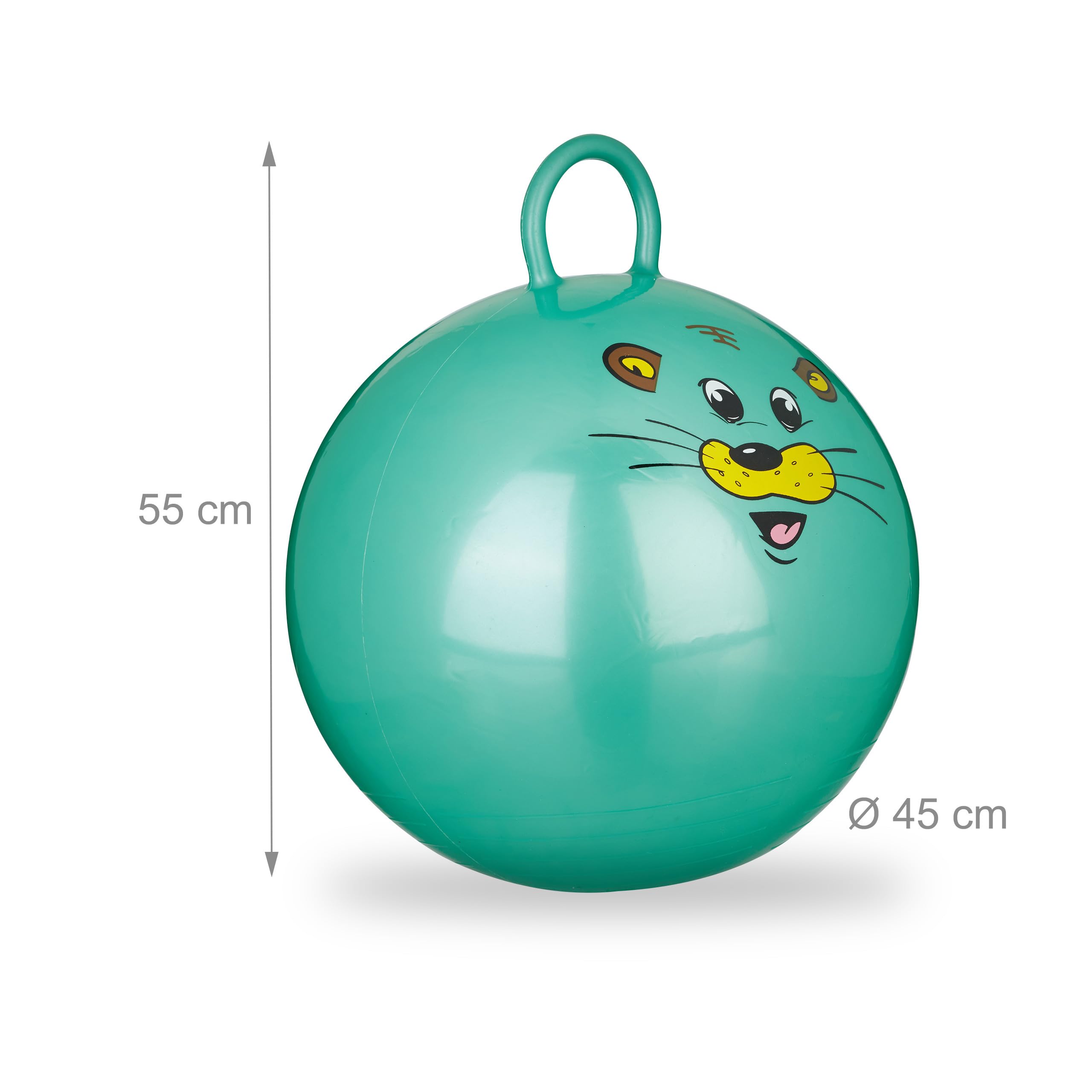 Relaxdays 10 Bolas Saltarina para Niños, Pelotas Saltar Animales, Balones Infantiles, 45 cm Diámetro, PVC, Verde
