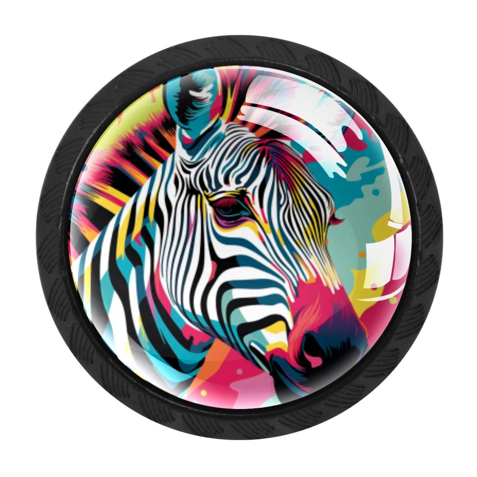 CHENZZZZ 4 Pieces Round Cabinet Knobs Rustic Dresser Knobs, Drawer Cupboard Wardrobe Cabinet Pulls Handles Hardware for Home Kitchen Furniture, Zebra