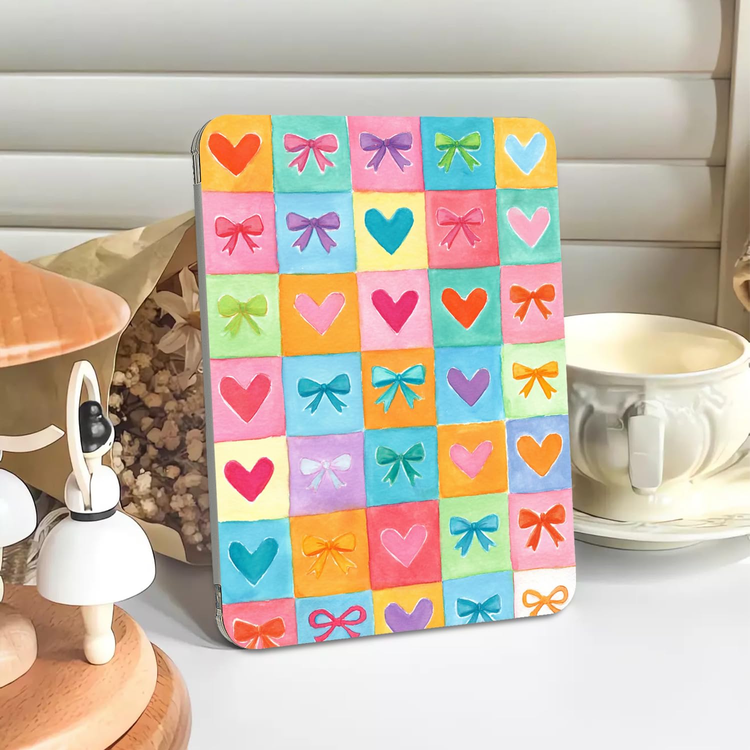 Joli motif de grille pour iPad (A16) 11e génération, étui 11" 2025/10e génération 10,9" 2022, mise en veille/réveil automatique en TPU avec porte-crayon