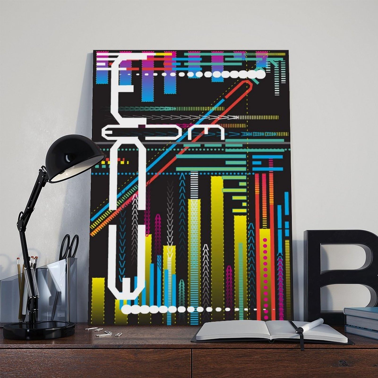 EDM - Poster su tela con musica elettronica di alta qualità, decorazione per camera da letto, ufficio, camera da letto, regalo, 40 x 60 cm