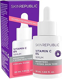 Skin Republic Vitamin C 6% Face Serum, 30ml – Brightens Uneven Skin Tone, Reduces Pigmentation, Dark Spots & Sun Damage, Boosts Radiance & Promotes a Healthy, Glowing Complexion
