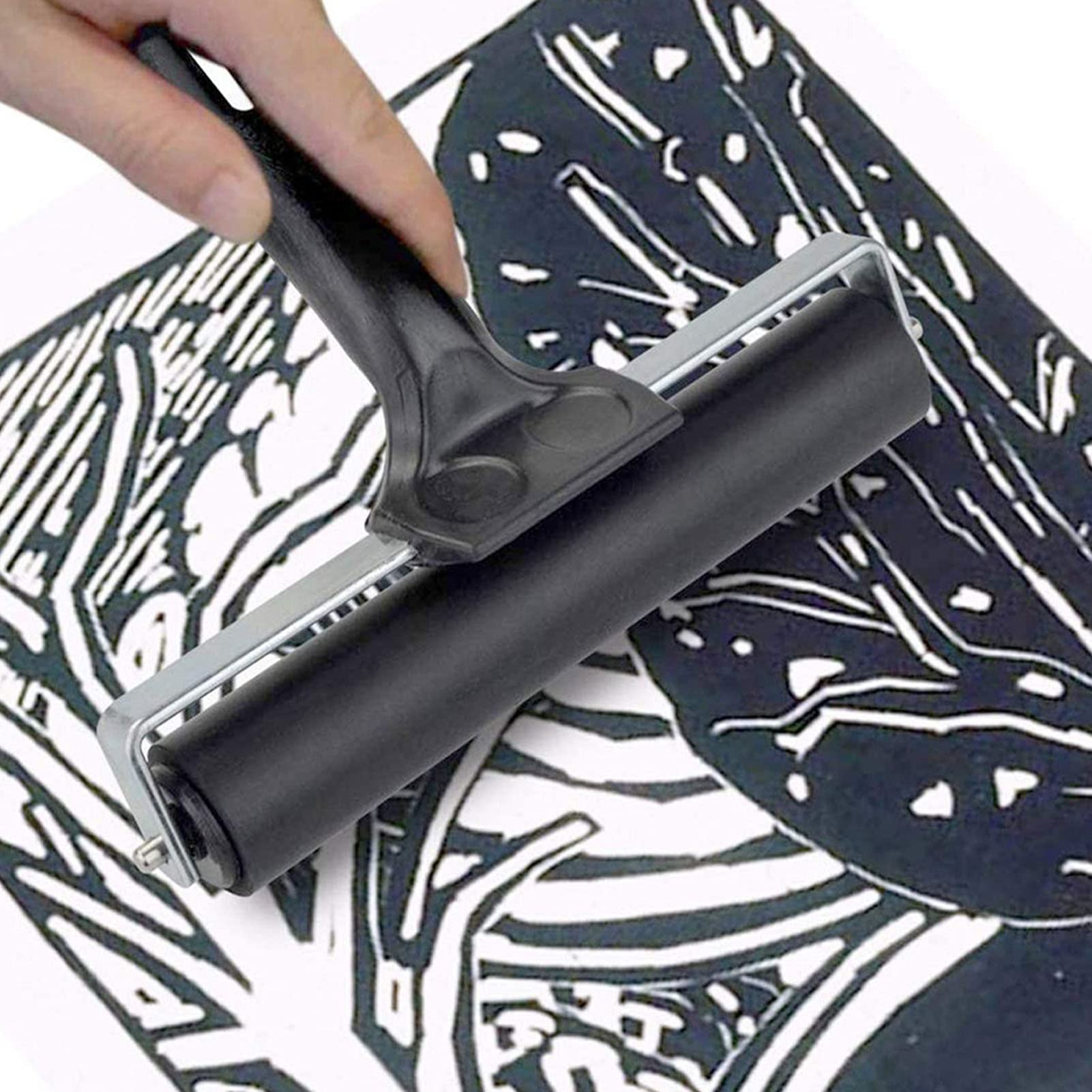 2 Pack Rubber Roller 6cm Strong Rubber Hand Roller Stamping Tool Rubber Brake Roller Printing Roller Printmaking Roller Handheld Brake Roller for Printmaking Painting Crafts Making Tools