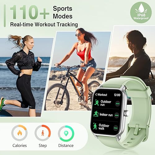 Miniatura 10 de Reloj inteligente para mujeres y hombres, reloj inteligente de 1.8 pulgadas con Alexa Fitness Tracker IP68, resistente al agua, compatible con