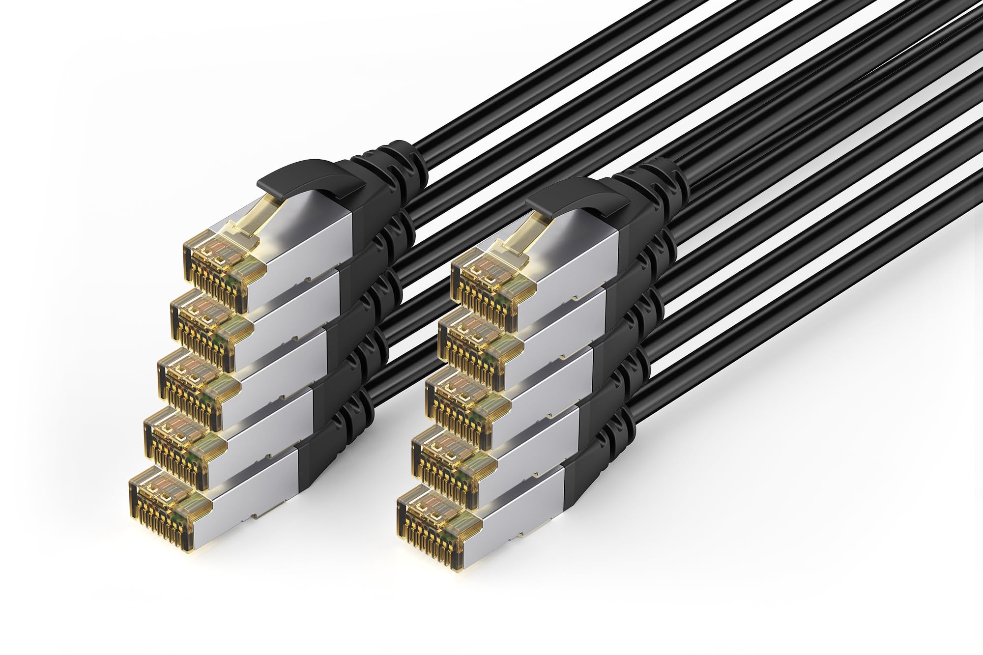 Digitus Cavo di rete per esterni Cat 6A – 5 m – 10 pezzi – 10 Gbit/s – Nero | S/FTP schermato – PoE++ e RJ45 – Resistente ai raggi UV – Guaina esterna in LDPE – 500 MHz – Cavo LAN – Compatibile con Cat 6