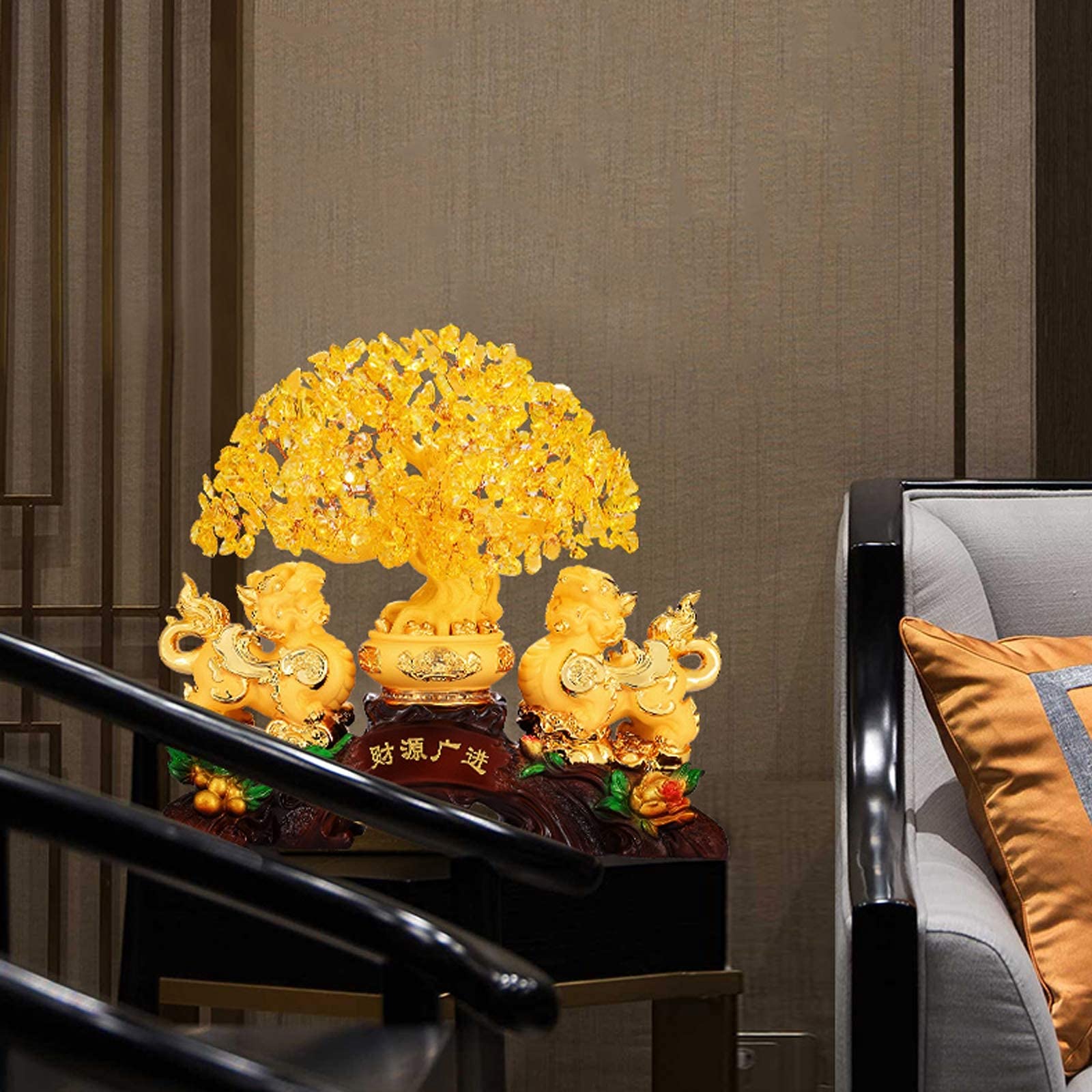 置物 Citrine money tree with piyao Citrine money tree with piyao