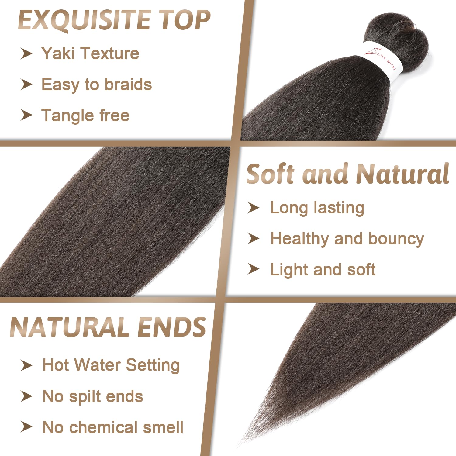 ShowJarlly Pre Stretched Braiding Hair 30 Inch Knotless Braiding Hair Extensions 1pack Easy Braids Hot Water Setting DIY Box Braids Yaki Textured Crochet Braiding (30inch,4#) - Image 3
