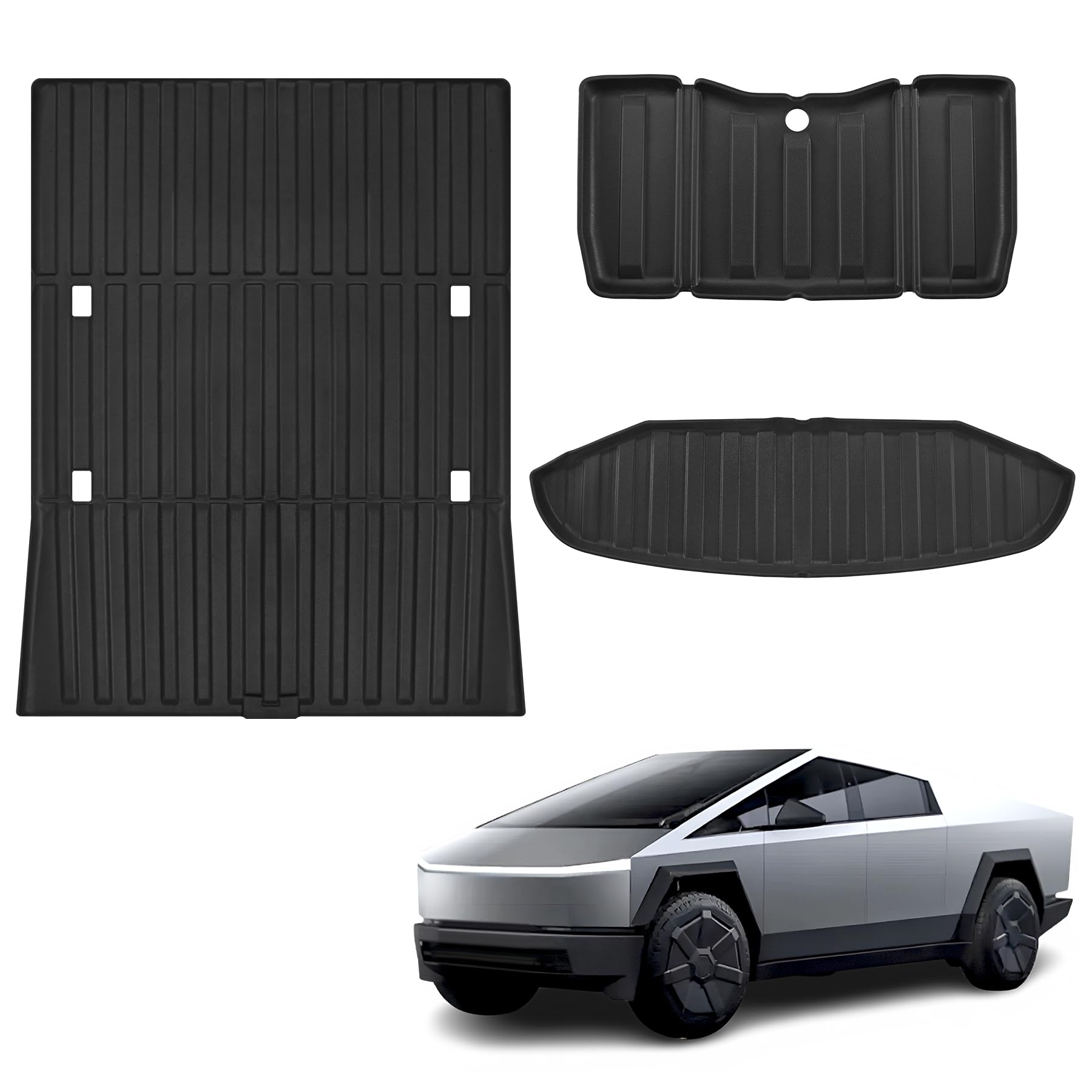 Truck Bed Mat Compatible with Tesla Cybertruck 2024 | 3 pcs Pickup Truck Bed mat (Front Trunk mat, Rear Bucket mat, Lower Rear Bucket mat) Non-Slip Protective Rubber Truck Mattress