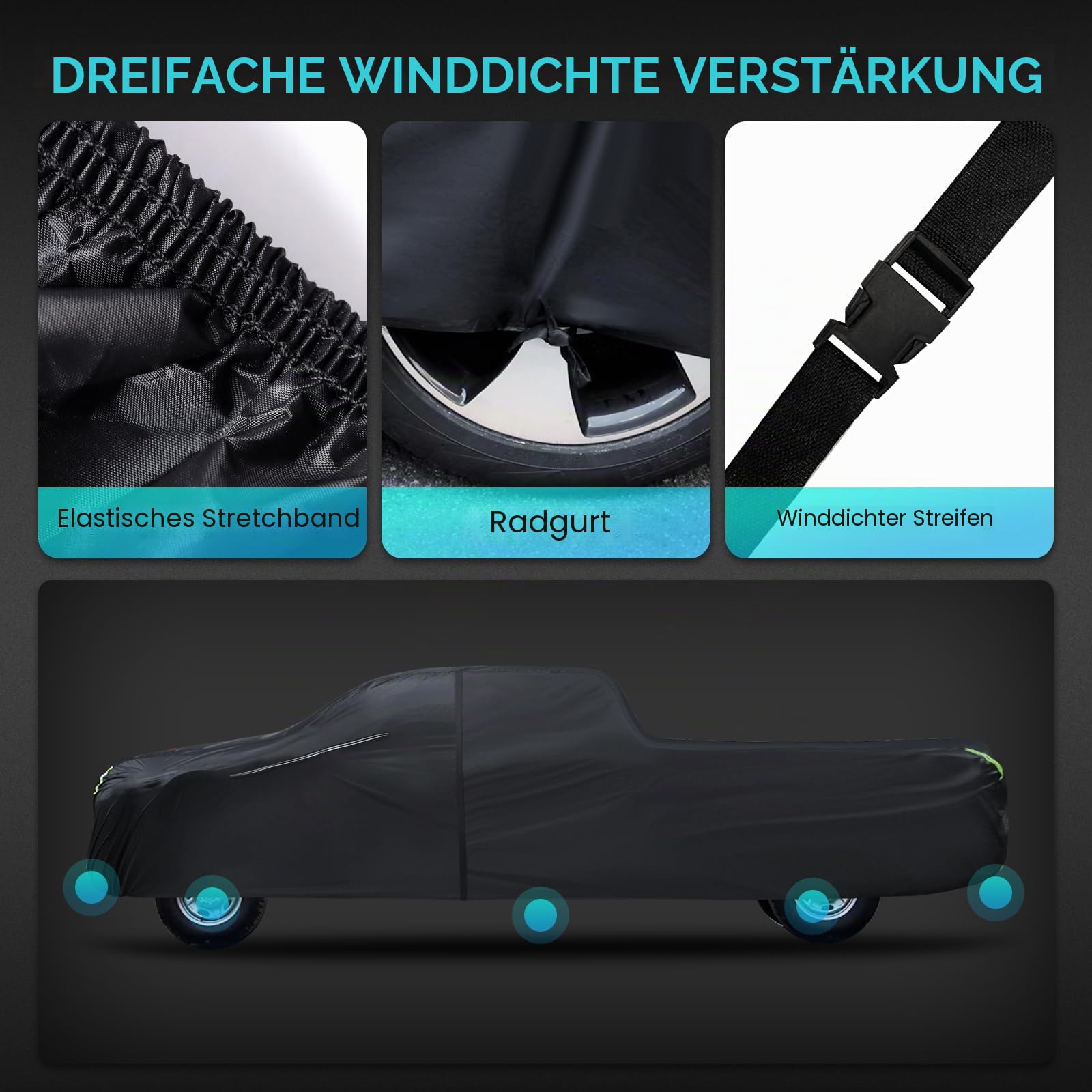 LKW-Autoabdeckung, wasserdicht, für alle Wetterbedingungen, für den Außenbereich, für Pickups, Regen, UV-Schutz, Größe T5, universell passend für Chevy Silverado Dodge Ram 1500 Ford F-250 F-350