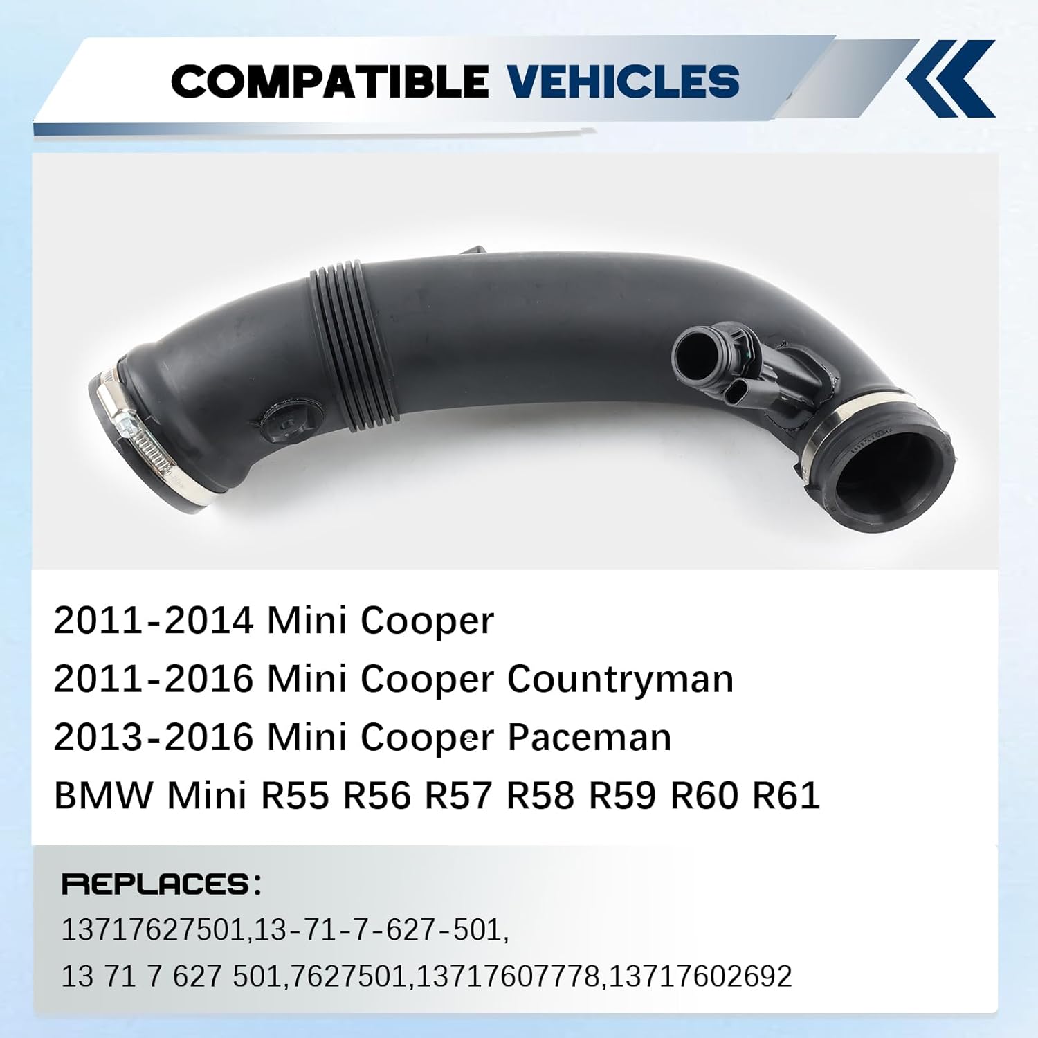 Air Duct Intake Hose Boot Compatible with 2011-2016 BMW Mini Cooper Countryman Paceman R55 R56 R57 R58 R59 R60 R61,Replace 13717627501 13717607778 13717602692