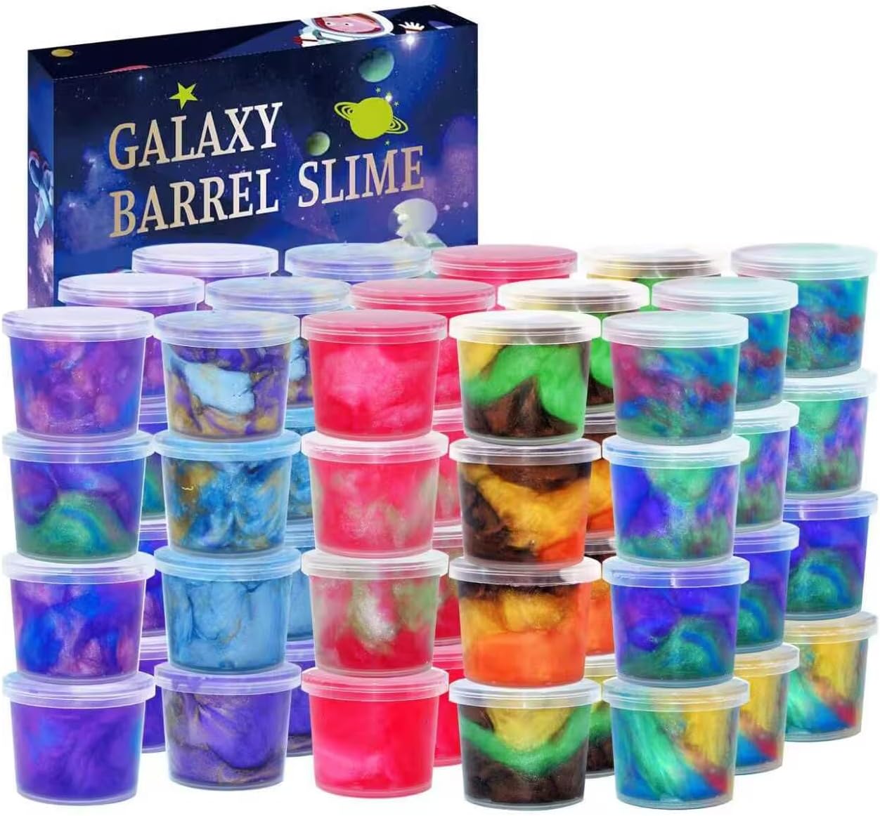 48 Packs Galaxy Slime, Party Favor for Kids Girls & Boys, Adults, Non Sticky, Stress & Anxiety Relief, Wet, Super Soft Sludge Toy,Easter Basket Stuffers