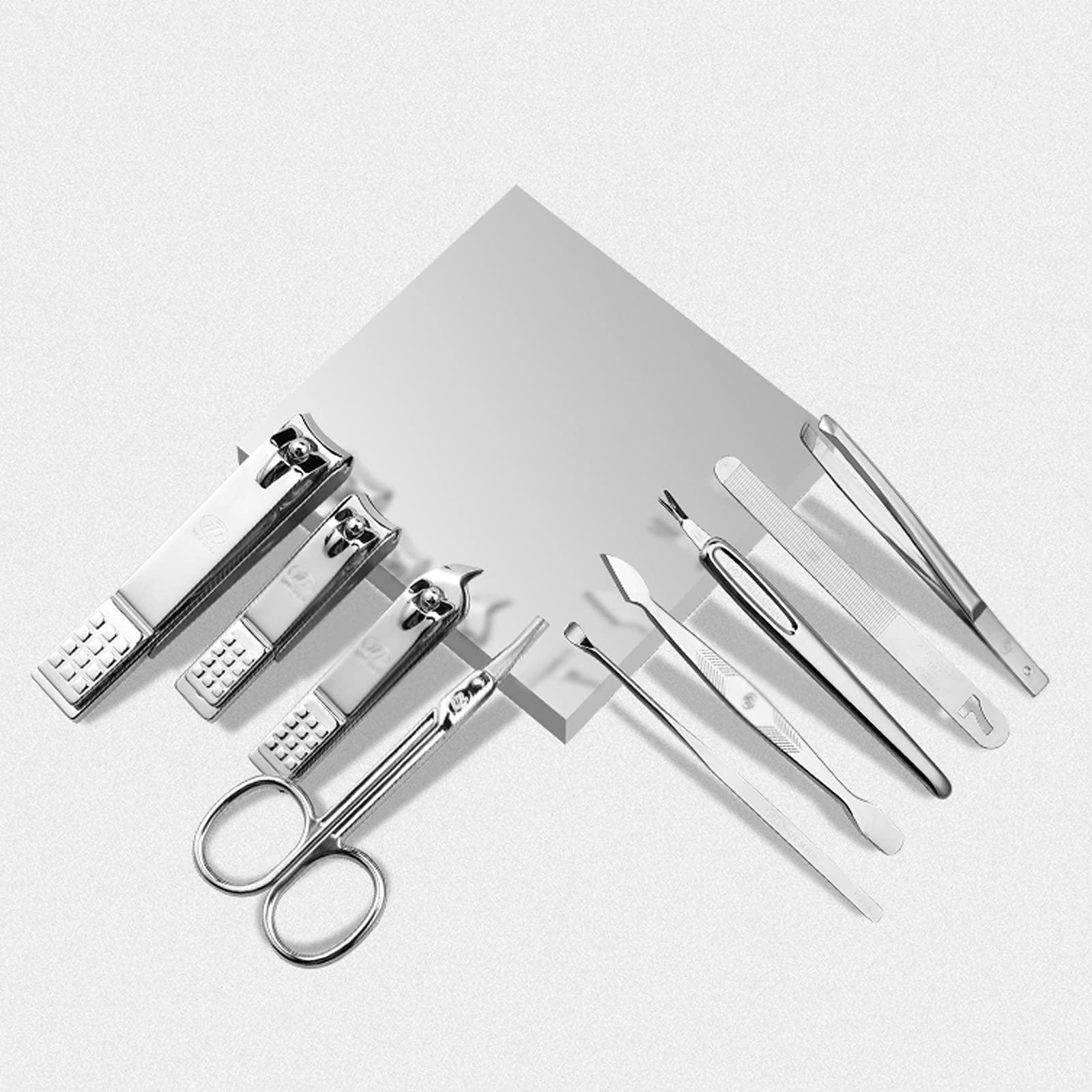 Set Tagliaunghie Manicure Clippers per unghie, Manicure Set 9 in 1 Acciaio inossidabile Kit Grooming Professionale Kit per unghie per unghie Clippers Pedicure Kit Pedicure Strumenti per la cura delle