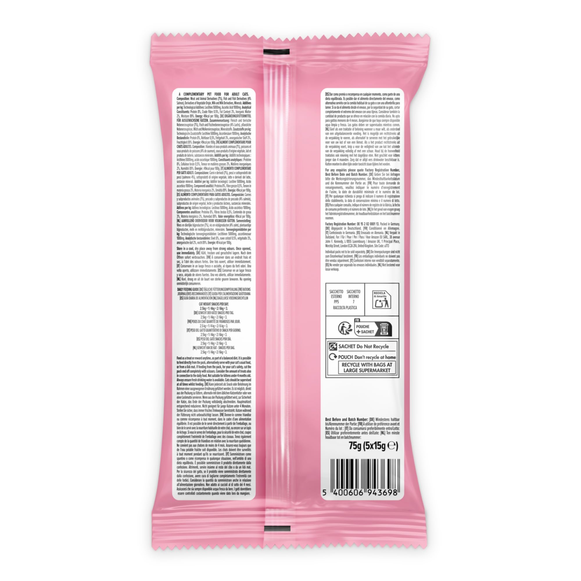 by Amazon Golosinas para Gatos – Snack para lamer – Salmón 5 x 15 g, 75 g