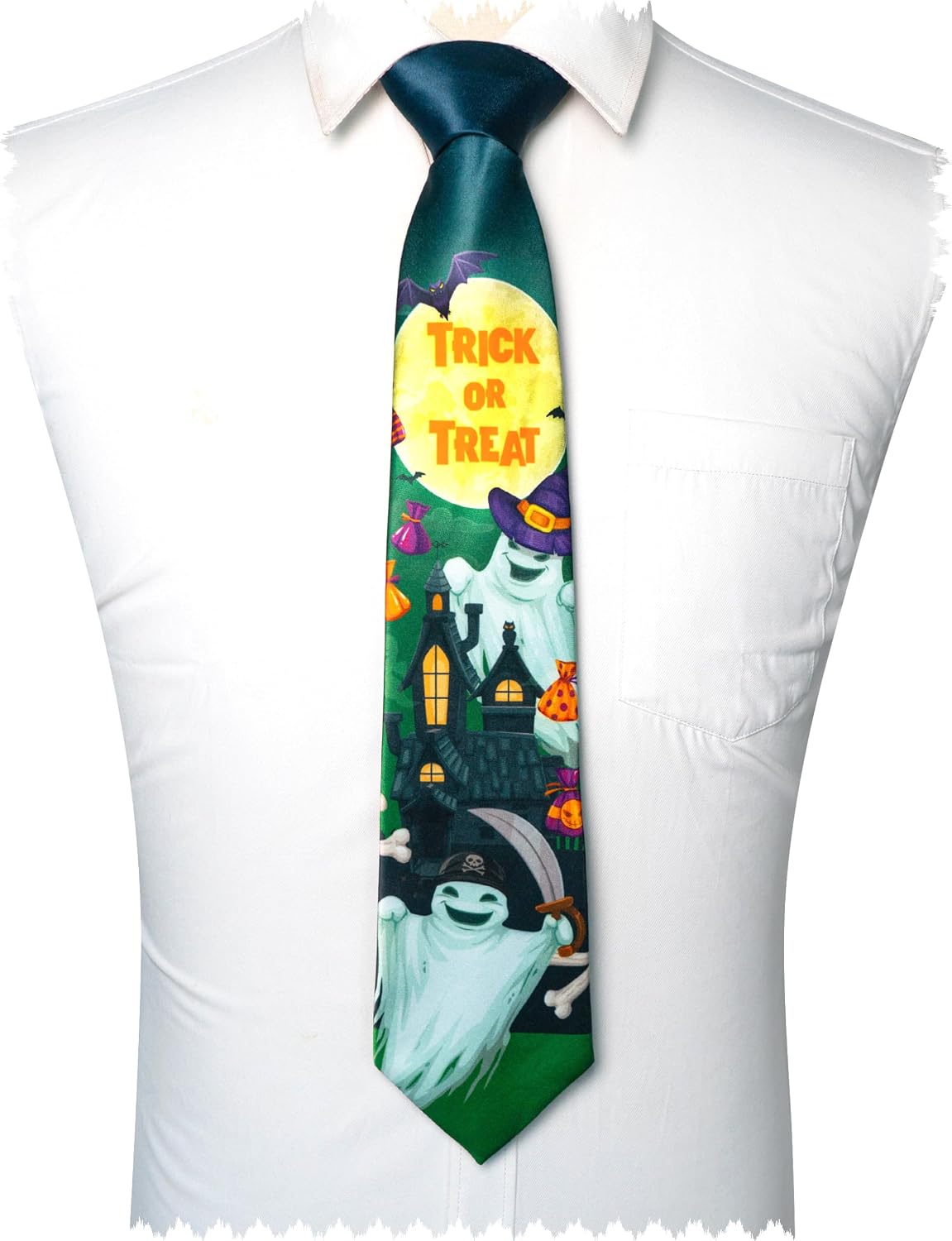 RBOCOTT Halloween Tie Pumpkins Bats and Ghosts Holiday Party Funny Necktie (8cm)