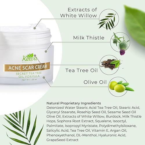 Vista 3 de Keeva Organics Crema intensiva para tratamiento de cicatrices de acné para cicatrices de acné - Resultados curativos 7 veces más rápidos - Aceite