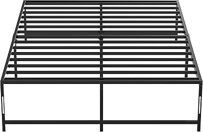 KAMPKEEPER Full Size Bed Frame,14 Inch Full Bed Frame with Storage,Metal Platform Base Foundation Heavy Duty Steel Slats Support Easy Assembly Noise Free No Box Spring Needed,Black