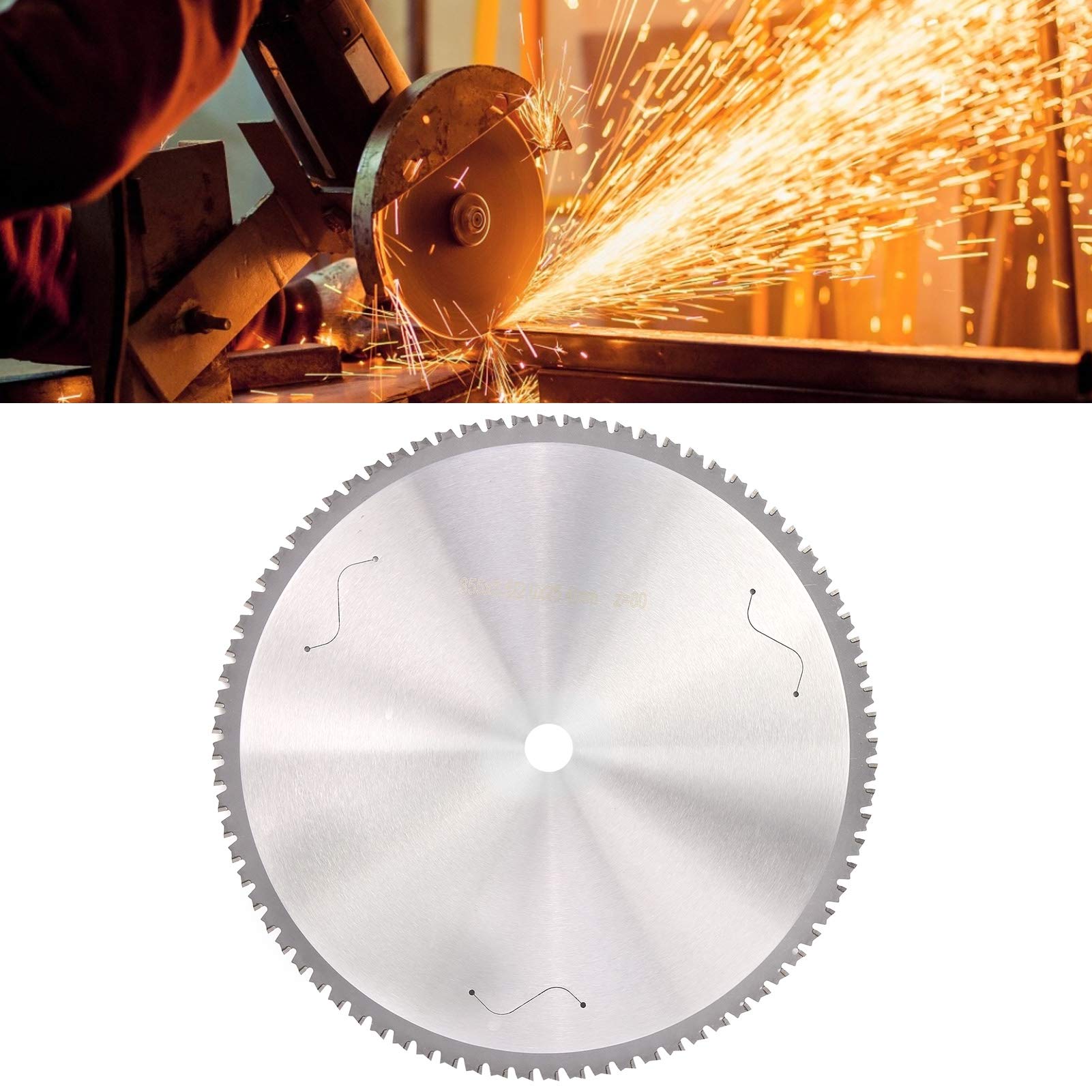 Hoja de Sierra Circular para Corte de Metal y Hierro Disco de Corte 355 mm 80 Dientes 2,6 mm de Espesor 25,4 mm de Agujero Ideal para Cortar Acero Inoxidable y Tubos de Acero