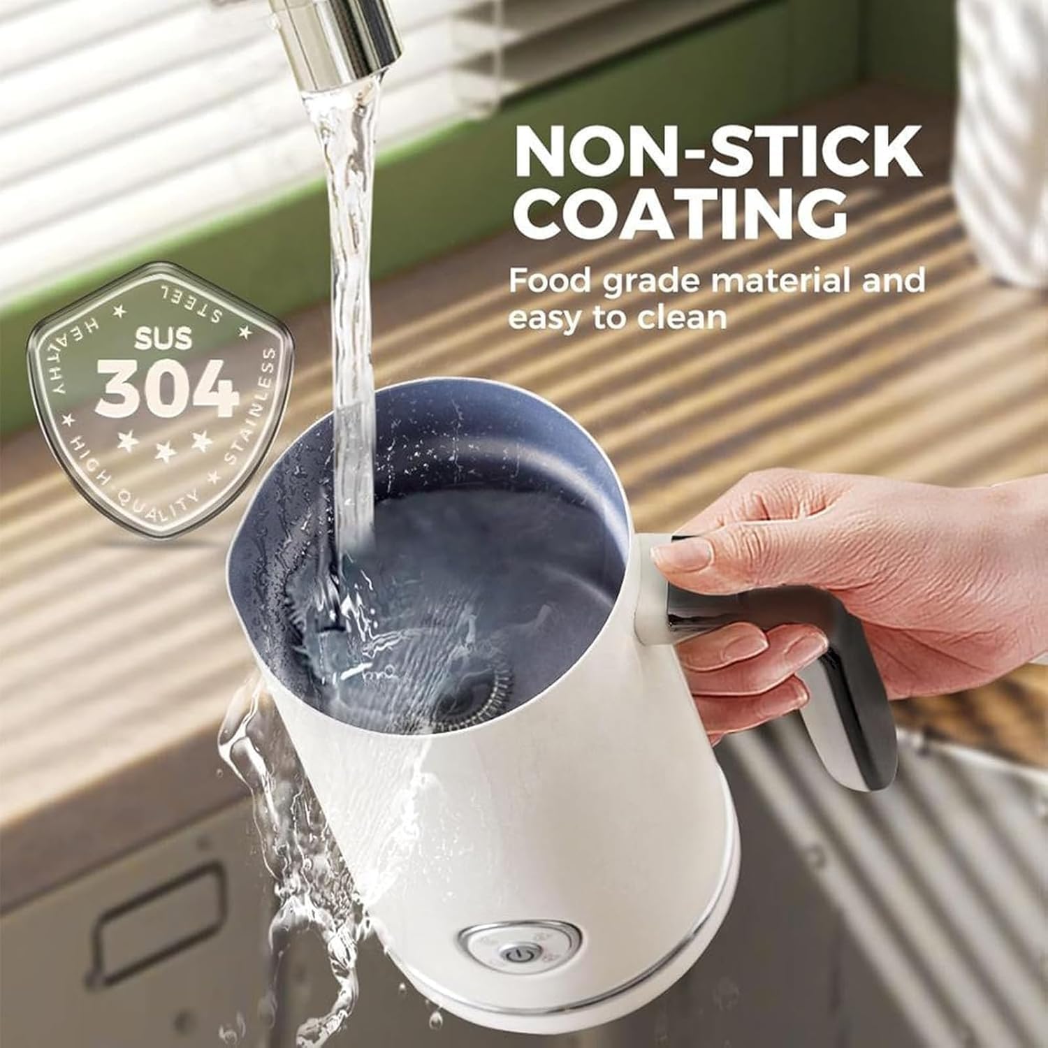 Montalatte elettrico e scaldalatte, vapore automatico per latte caldo e freddo, montalatte per latte, cappuccino, macchiato, capacità 240 ml