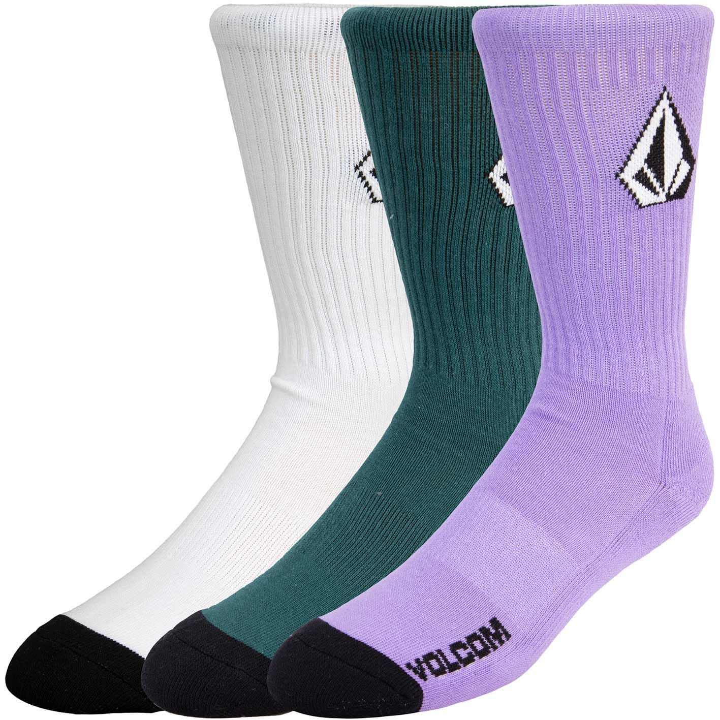 Volcom Men's Multi-Coloured Full Stone Pack Of 3 Crew Socks (Multi, 42-46)
