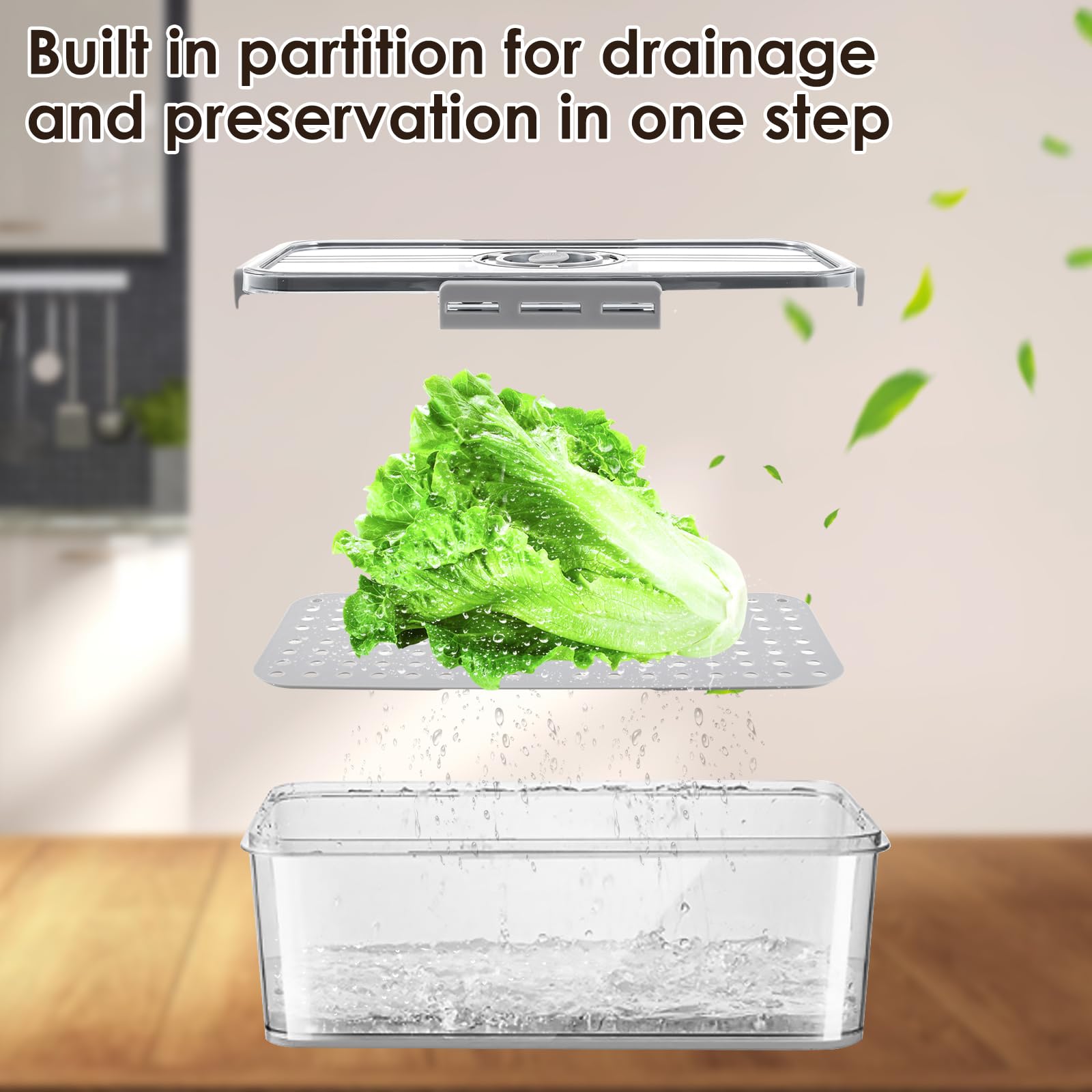 Contenitore per il pane per il bancone della cucina, contenitore per il pane, ermetico, porta pane trasparente, organizzatore per alimenti con registrazione del tempo e scarico, porta pane