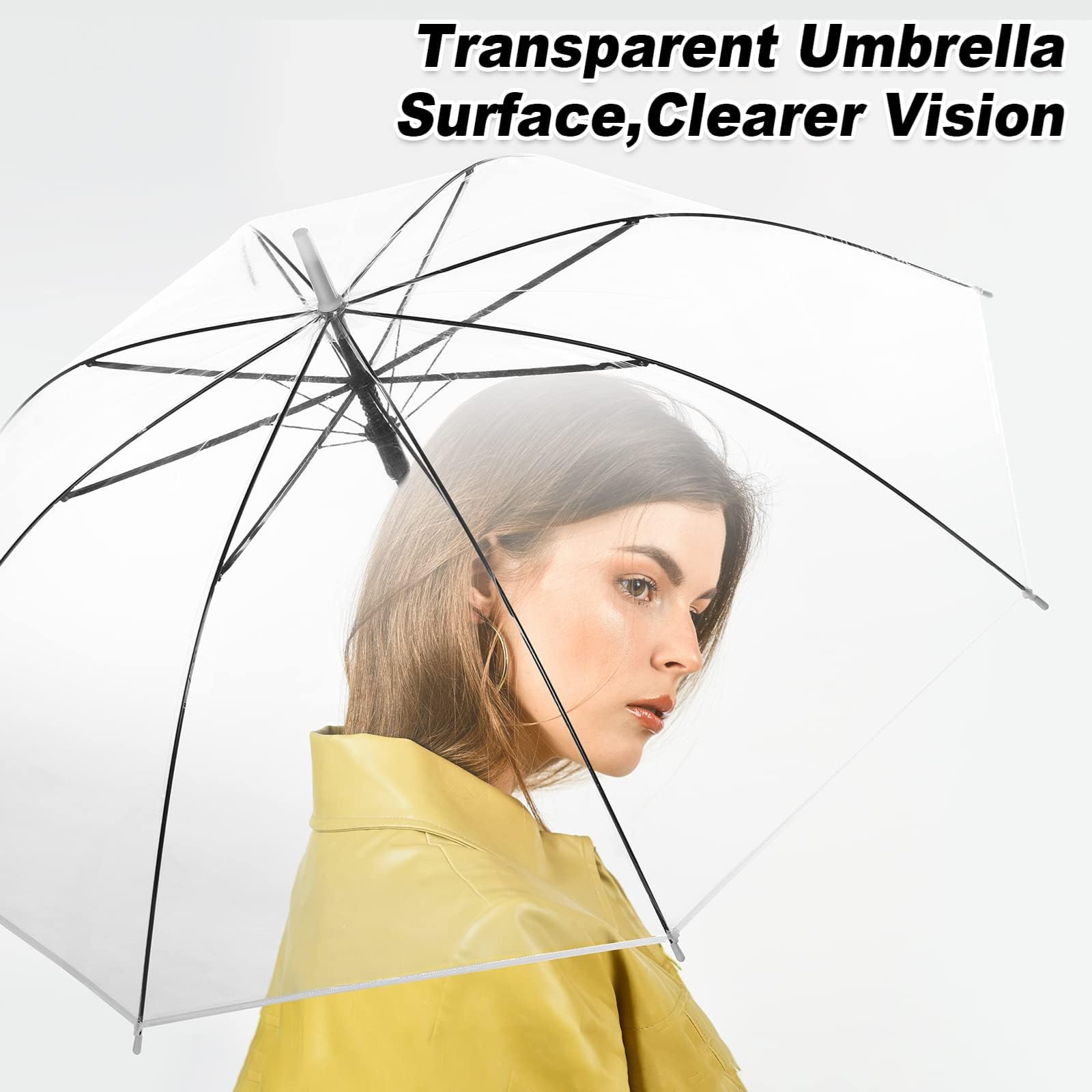 Parasol 60 szt. wiatroszczelny przezroczysty kij biały uchwyt typu J-Hook