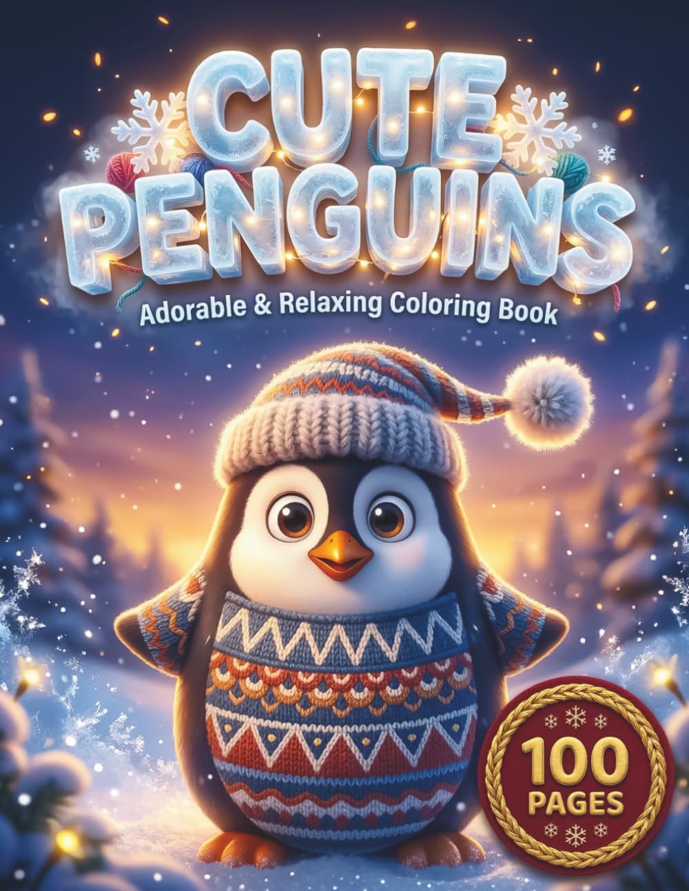 Cute Penguins: Adorable and Relaxing Coloring Book for Kids and Adults with 100 Pages featuring Playful Penguins, Snowy Winter Landscapes, and Cozy ... for Stress Relief (Kawaii Creatures Series)