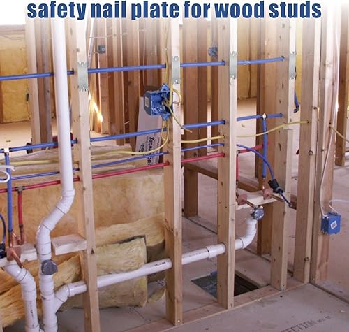 Miniatura 7 de Paquete de 50 placas de clavo para tachuelas, placas de seguridad de acero para proteger la fontanería y el cableado, protectores de cable de 1.5 x