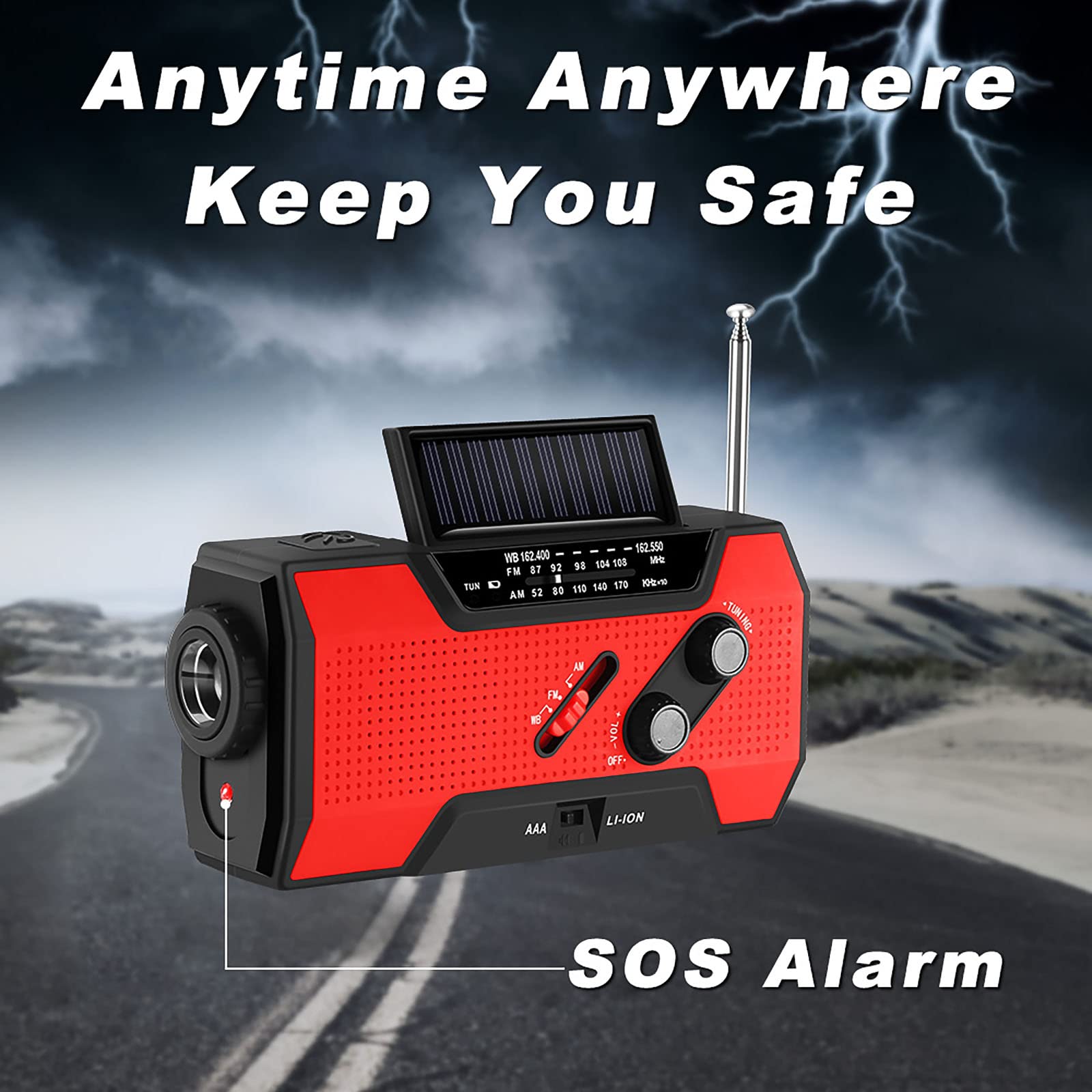 Emergency Hand Crank Radio, FORNORM Solar Radio 2000mAh Power Bank Wind