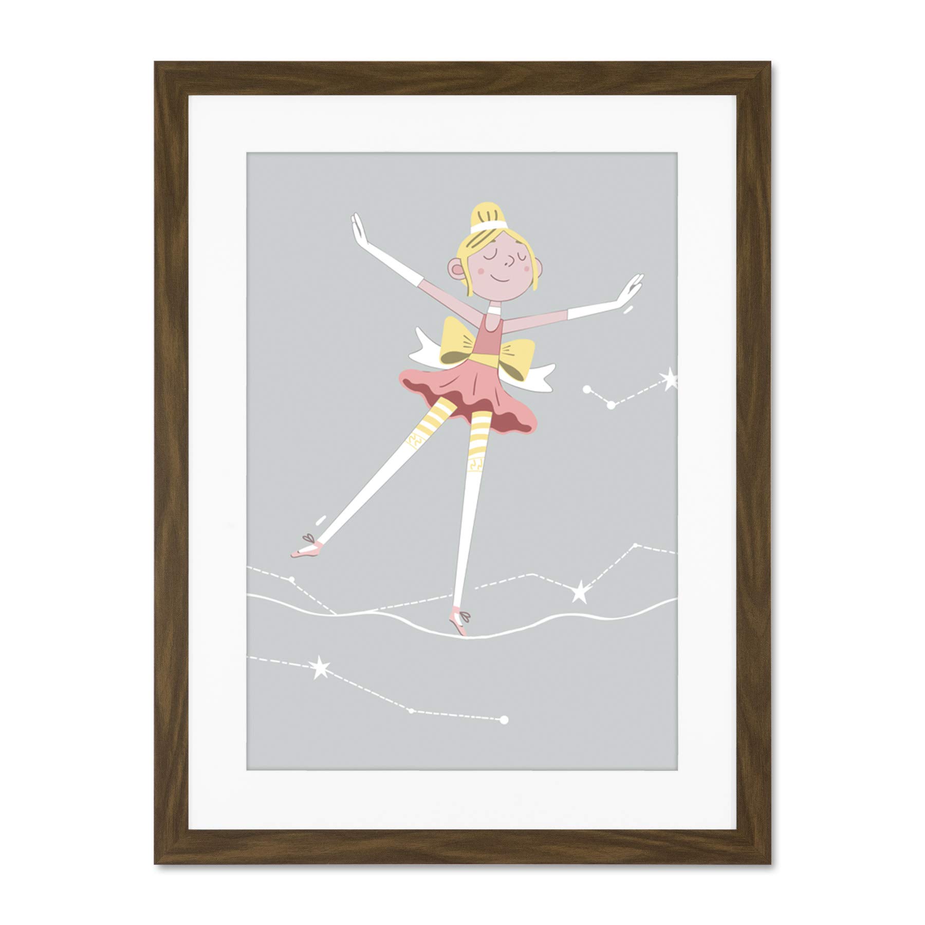 Wee Blue Coo Girls Ballerina Dancer Stars Blonde Large Framed Art Print Wall Poster 18x24 inch