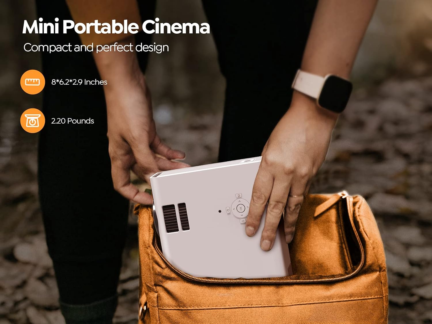 YABER U5 Mini Projector with 5G WiFi and Bluetooth 5.1, 2023 Upgraded 1080P 4K Support Video Projector, Mini Portable Outdoor Projector with Tripod & Carrying Bag, for Phone/HDMI/VGA/TV Stick